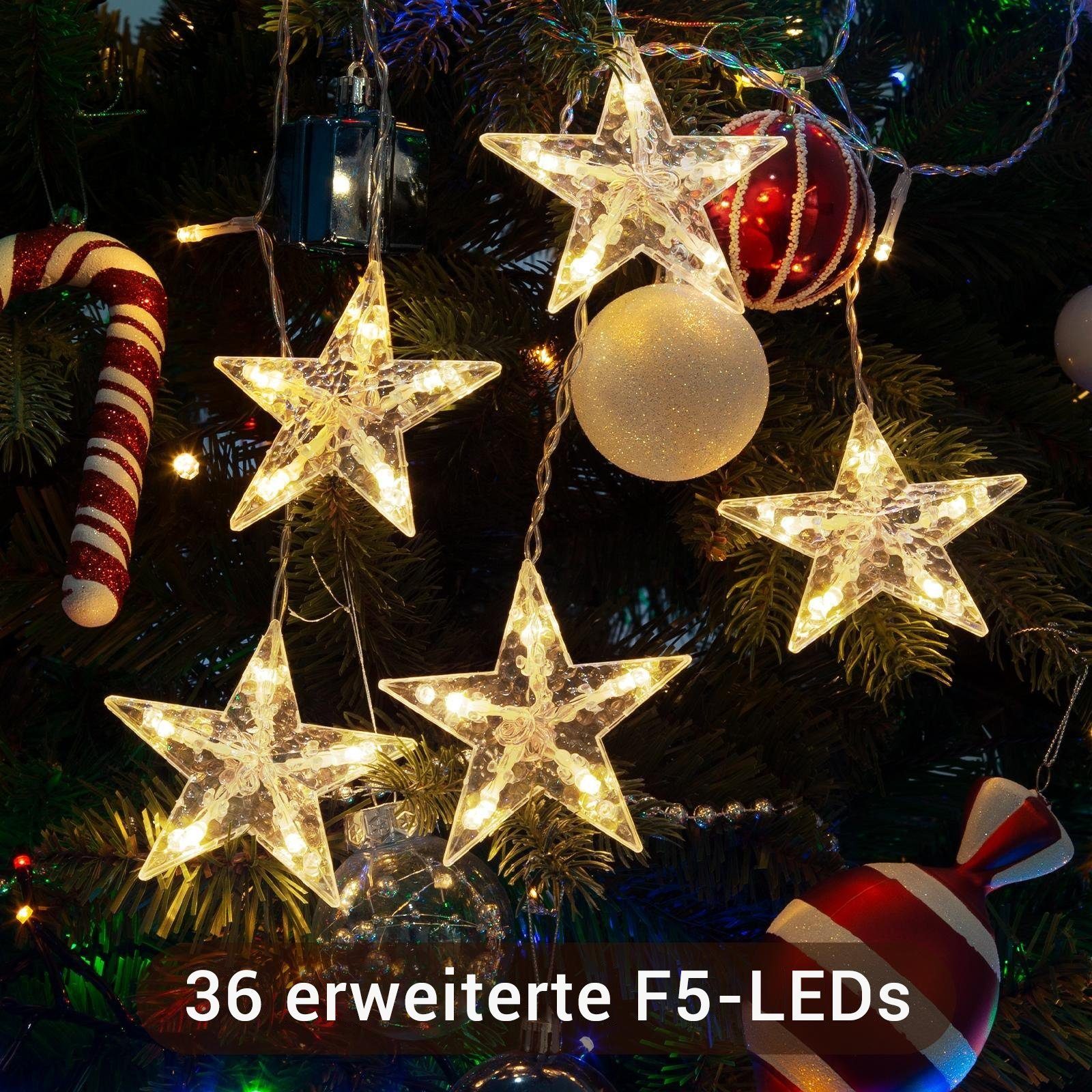 Elegear Lichtervorhang 88cm Bunt&Warmweiß weihnachtsstern fenster, weihnachtsdeko innen, 36-flammig, LED Fensterbilder für Innen/Außen/Fenster Ostern Mädchen Deko