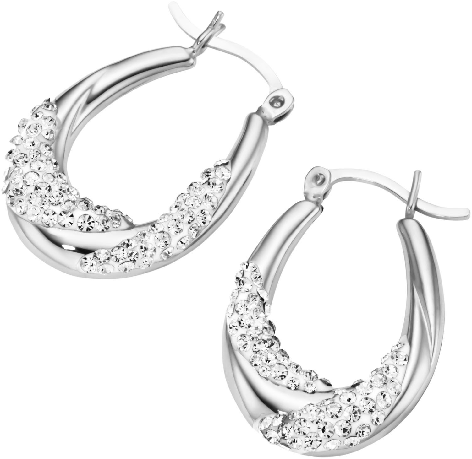 Paar Creolen Schmuck Geschenk Silber 925 Ohrschmuck Ohrringe schungvoller Glitzer