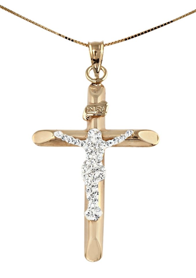 Kristall 4,0 cm Kreuz Anhänger Halskette Handschmuck Strass Kette Schmuck Posa