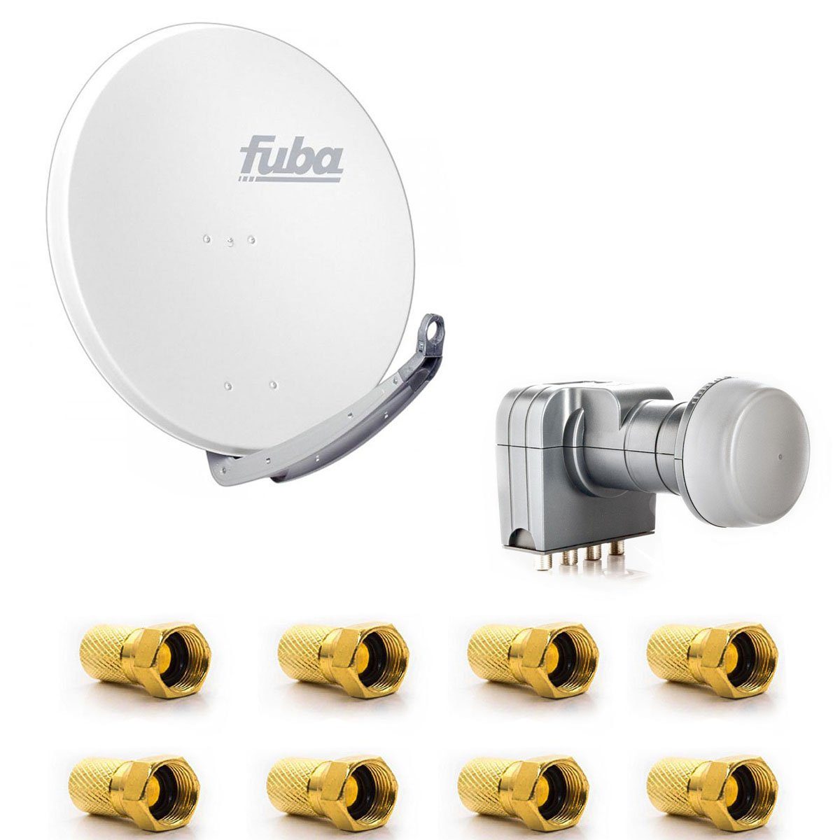 fuba Fuba DAA 850 W Satellitenantenne 85cm Alu Weiß DEK 417 Quad LNB SAT-Antenne