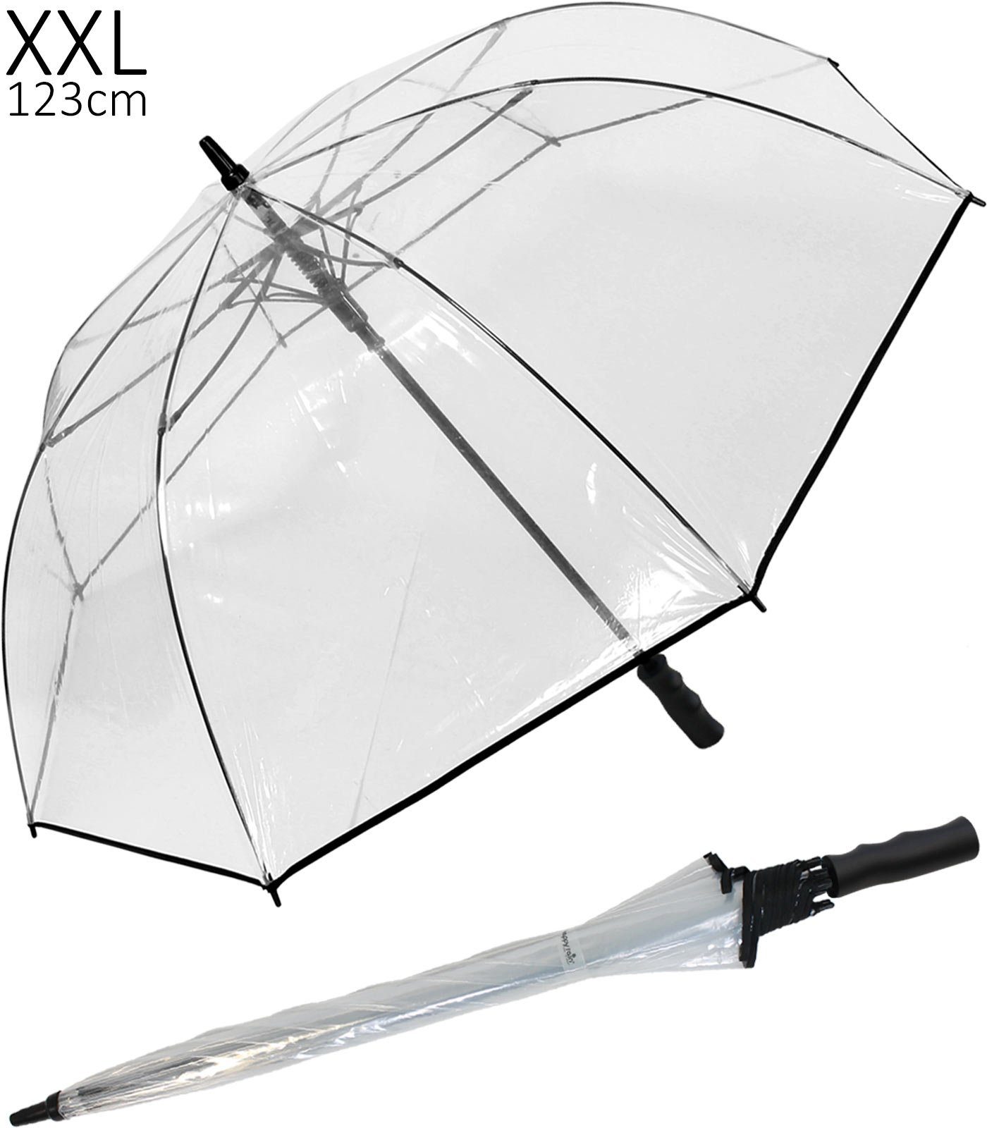 Langregenschirm Golfschirm HAPPY XXL RAIN gross, Automatik extra-groß transparent extra