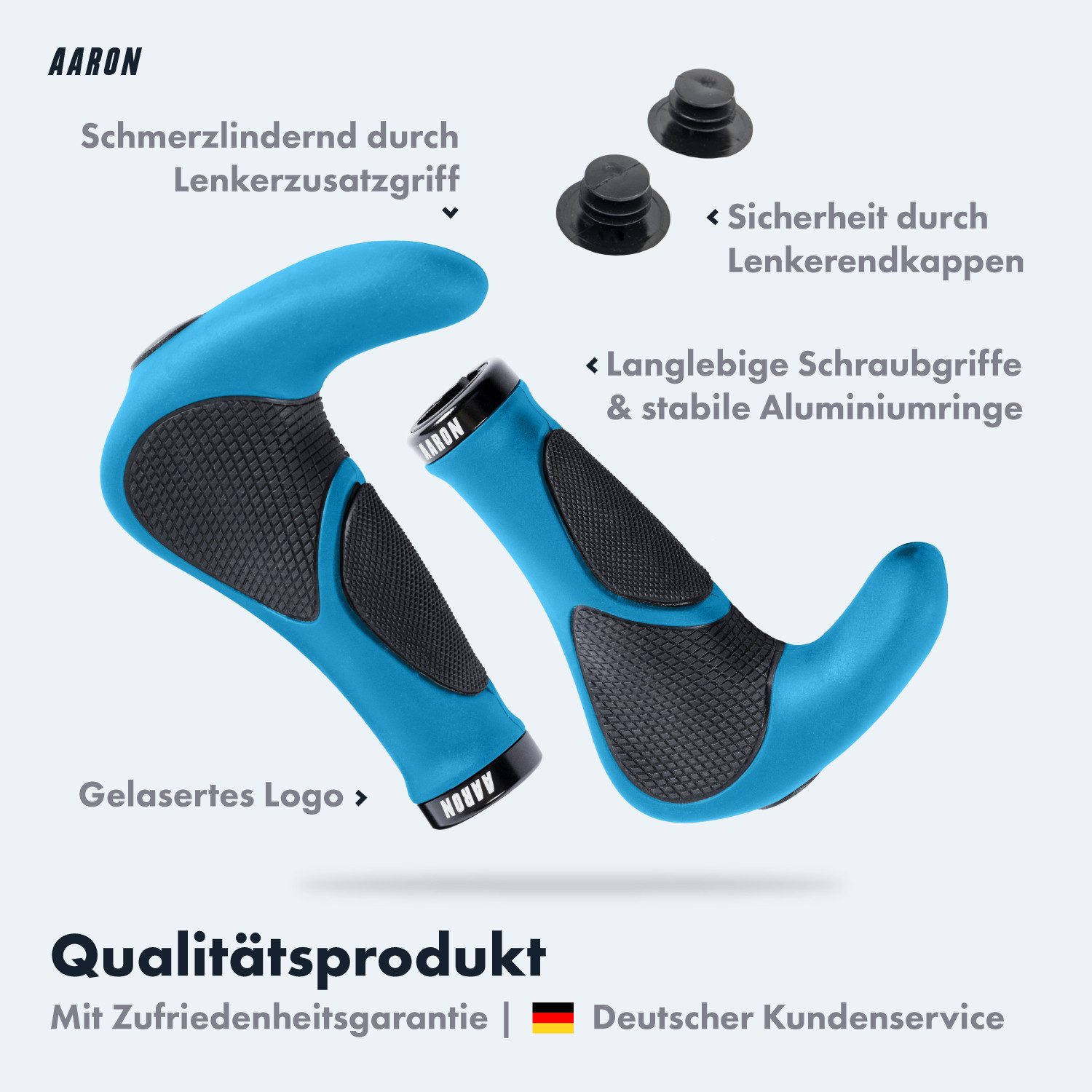 AARON Fahrradlenkergriff Horn - Ergonomische Fahrradgriffe mit Hörnchen für MTB Trekking