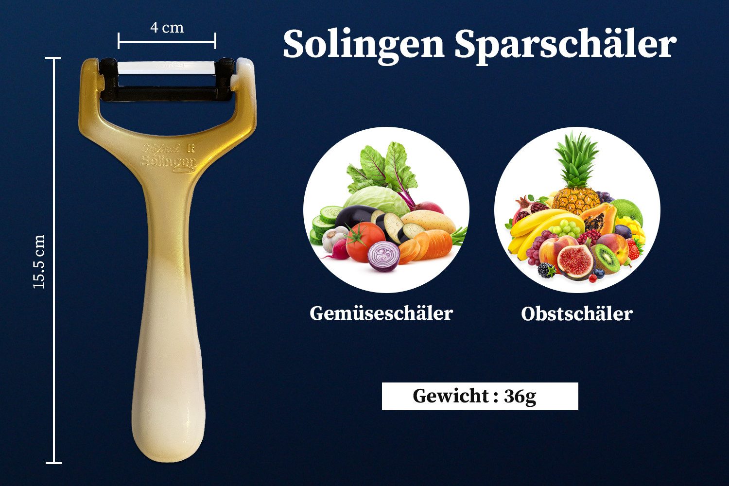 SMI Sparschäler Sparschäler Solingen Gemüseschäler Kartoffelschäler Universalschäler, (2-tlg., 2 tlg), Gold-Weiß