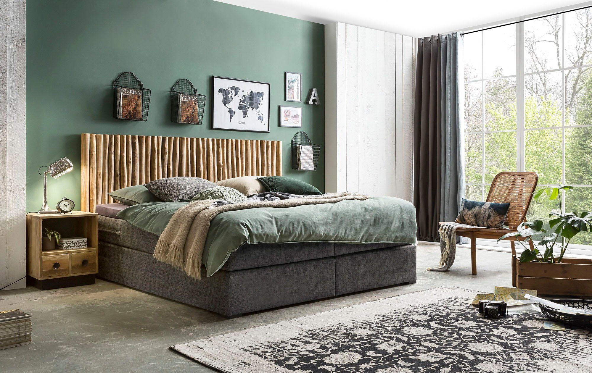 SIT Boxspringbett, Mit Kopfteil aus Ästen