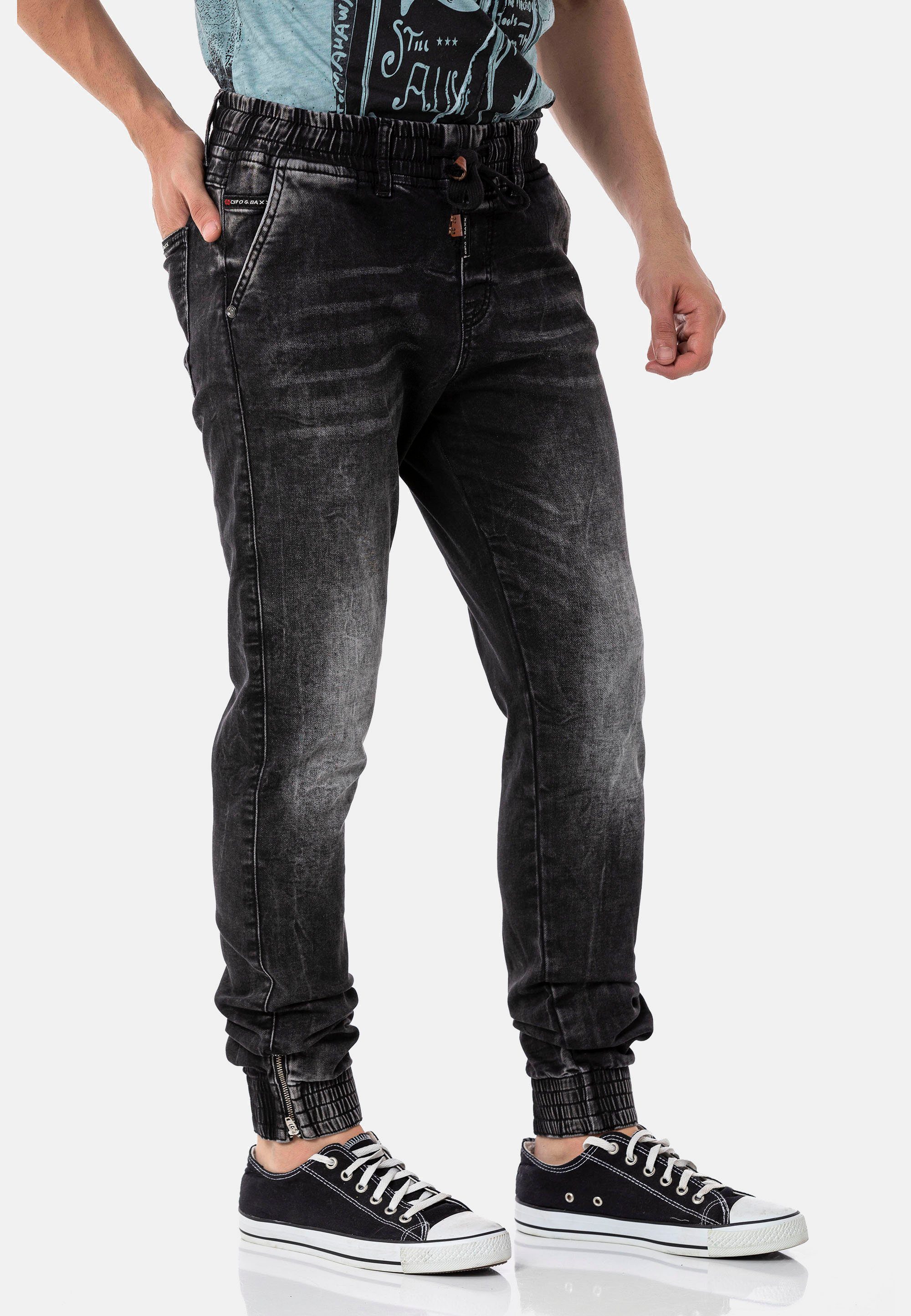 Cipo & Baxx Bequeme mit Dehnbund schwarz Jeans komfortablem