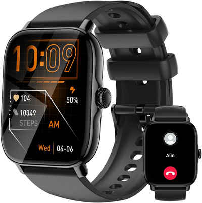 LLKBOHA Fur Herren-Damen-mit-Telefonfunktion 111+ Sportmodus,IP68 Wasserdicht Smartwatch (1.85 Zoll, Android / iOS), mit Herzfrequenzmonitor Schlafmonitor Schrittzähler Fitness