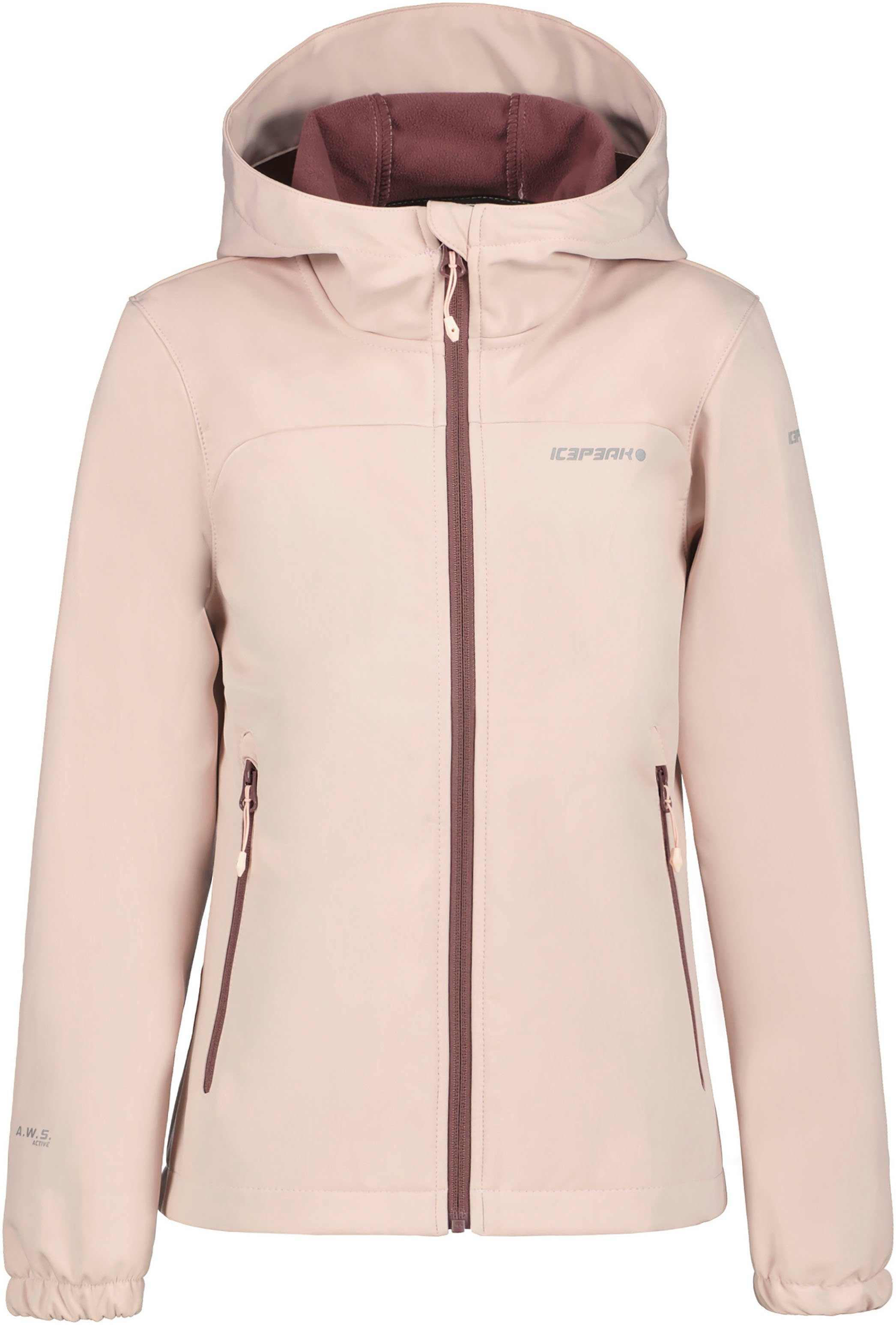 Softshelljacke Logoschriftzügen modischen PINK KOBRYN SOFTSHELLJACKE BABY K mit Icepeak