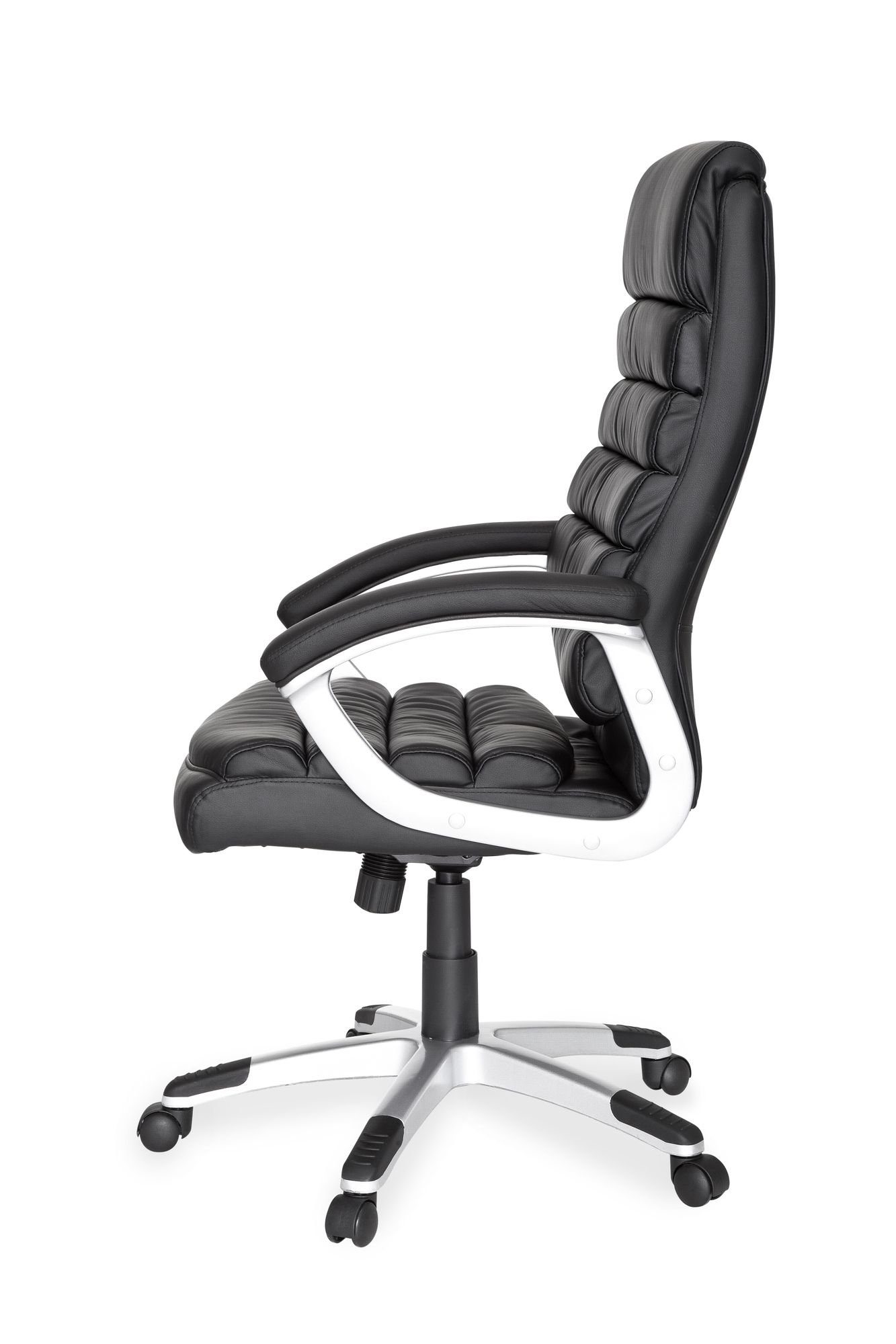 Amstyle Chefsessel SPM1.026 Bürostuhl mit (Valencia, Kunstleder 120 kg), Schreibtischstuhl ergonomisch bis Kopfstütze Schwarz