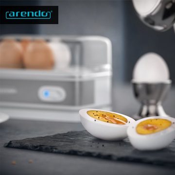 Arendo Eierkocher, Anzahl Eier: 6 St., 400 W, 6-fach, Edelstahl, Warmhaltefunktion, Härtegrad einstellbar für 6 Eier