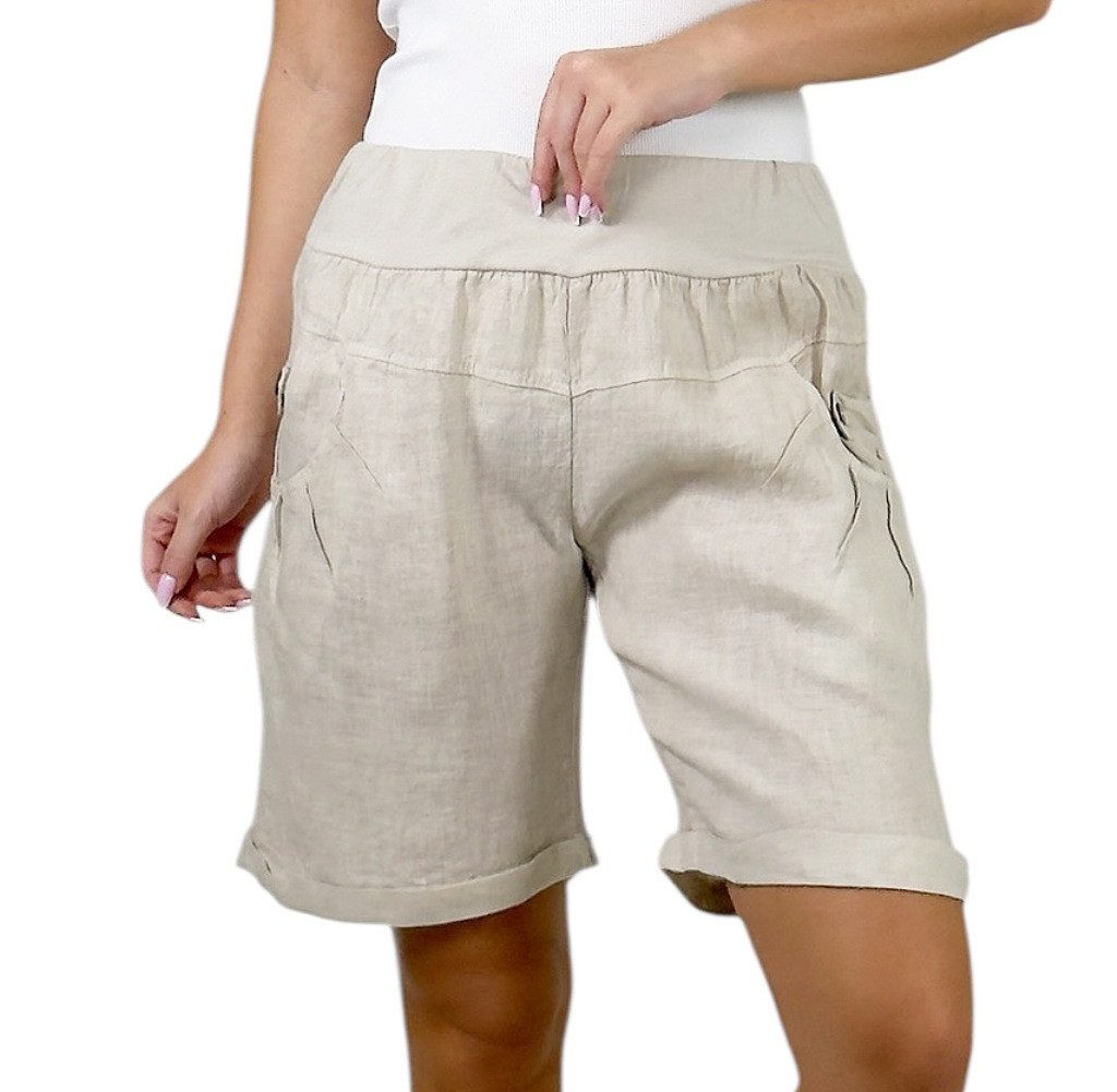 Mississhop Leinenhose 100 % Leinen Leinenshorts günstig online kaufen
