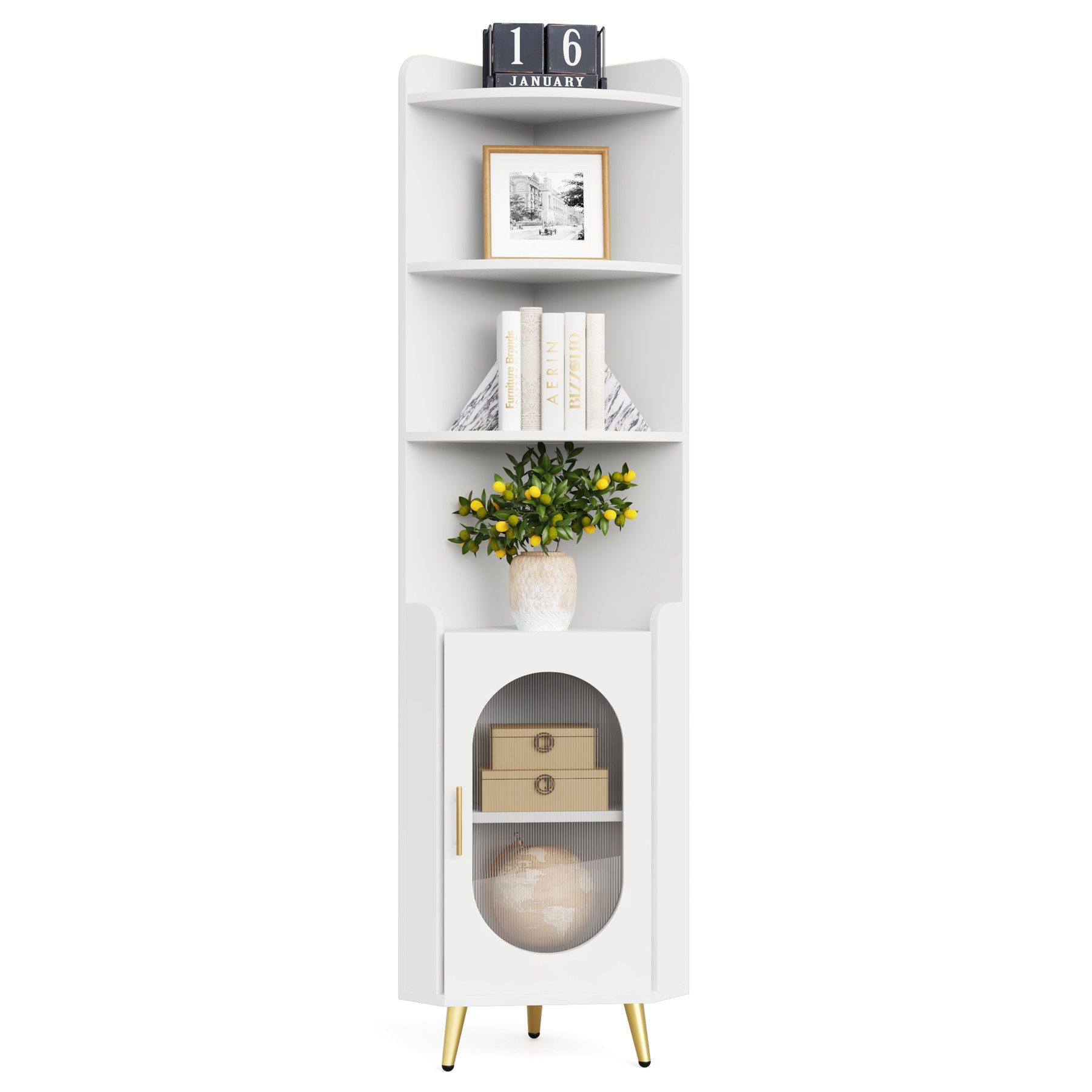 Eckregal Mit 6 Etagen, Industrie-Look - 168 Cm Hoch, Rustikales Braun, LCS502R