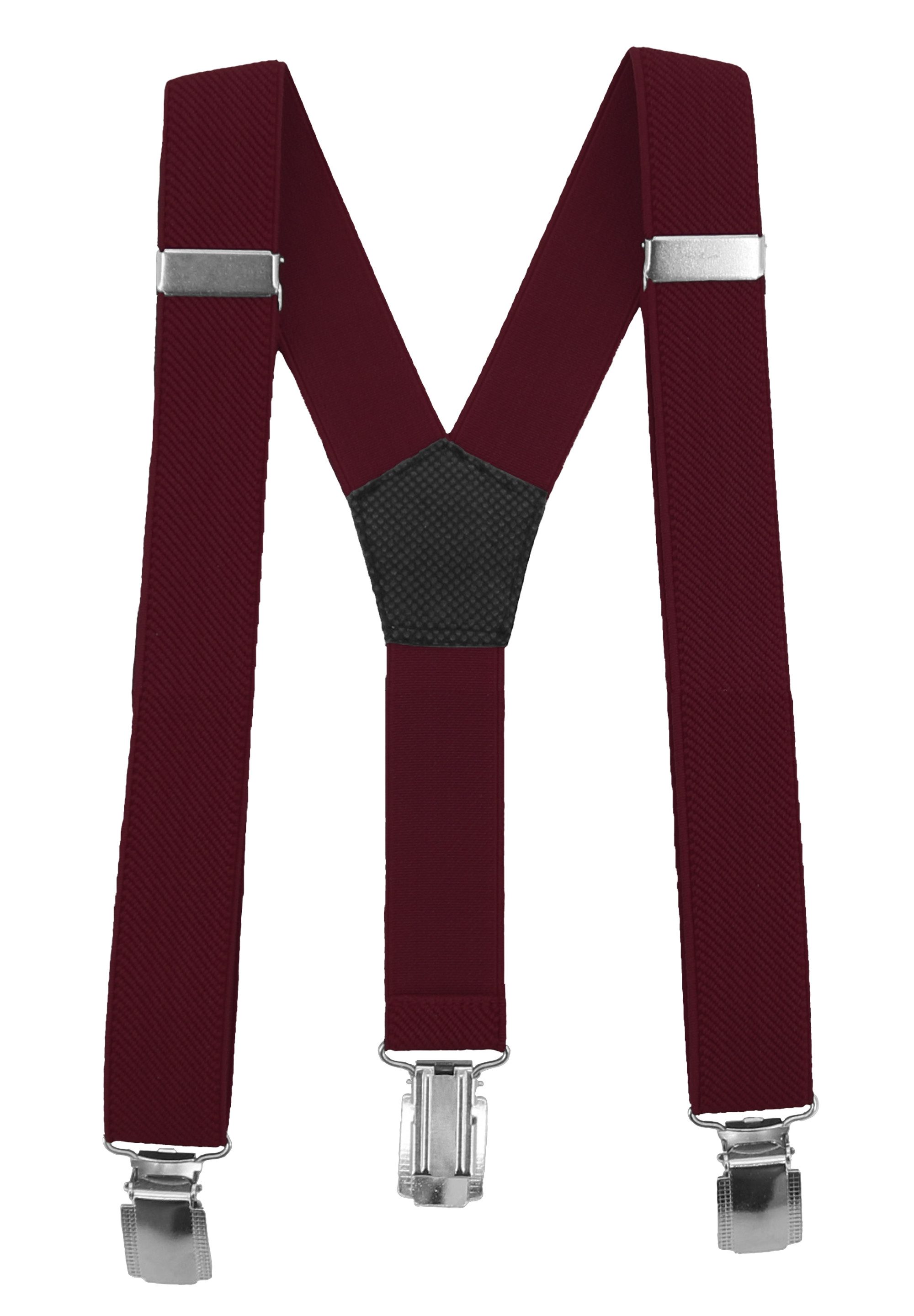 Fabio Farini Hosenträger Schmales Y-Design mit 2,5cm Breite verstellbar mit extra starken Clipverschluss, Bordeaux