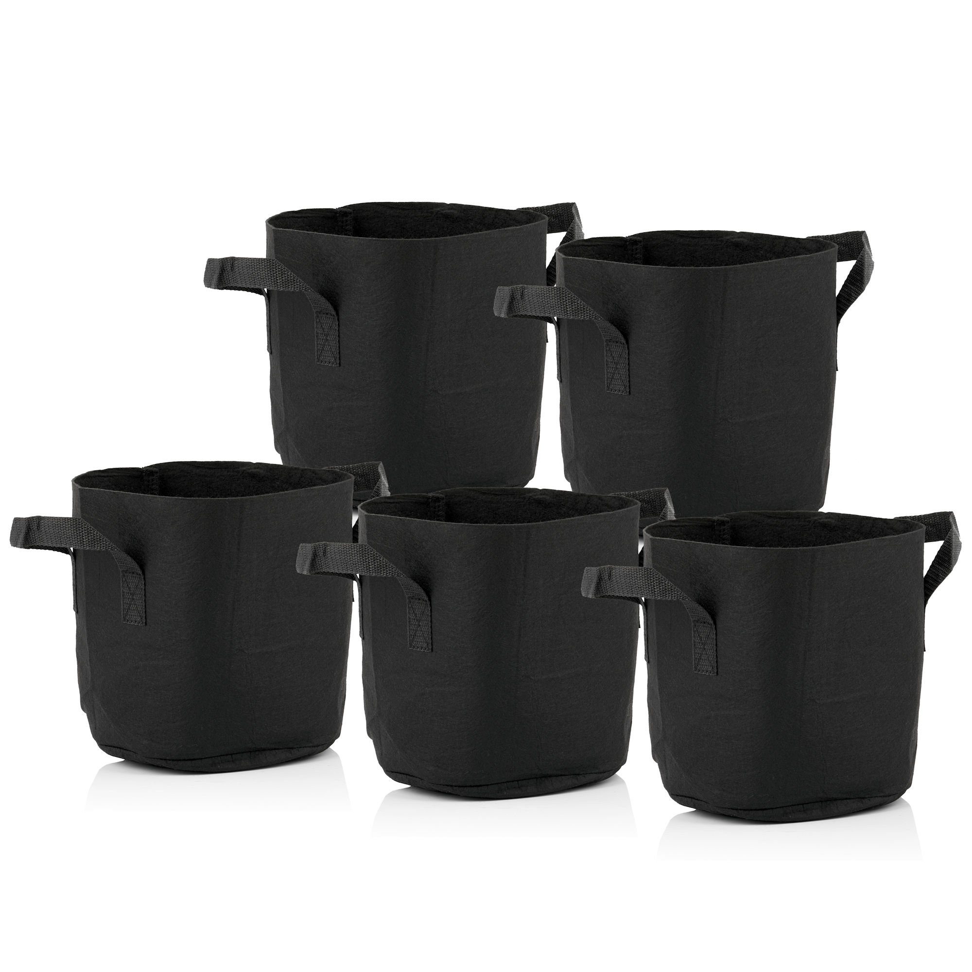 Zelsius Pflanzkübel Pflanzsack, 8 Liter - schwarz, 5 Stück, atmungsaktive Pflanztasche