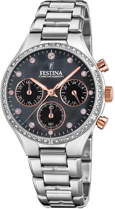 Festina Chronograph Boyfriend, F20401/4, Armbanduhr, Quarzuhr, Damenuhr, Stoppfunktion