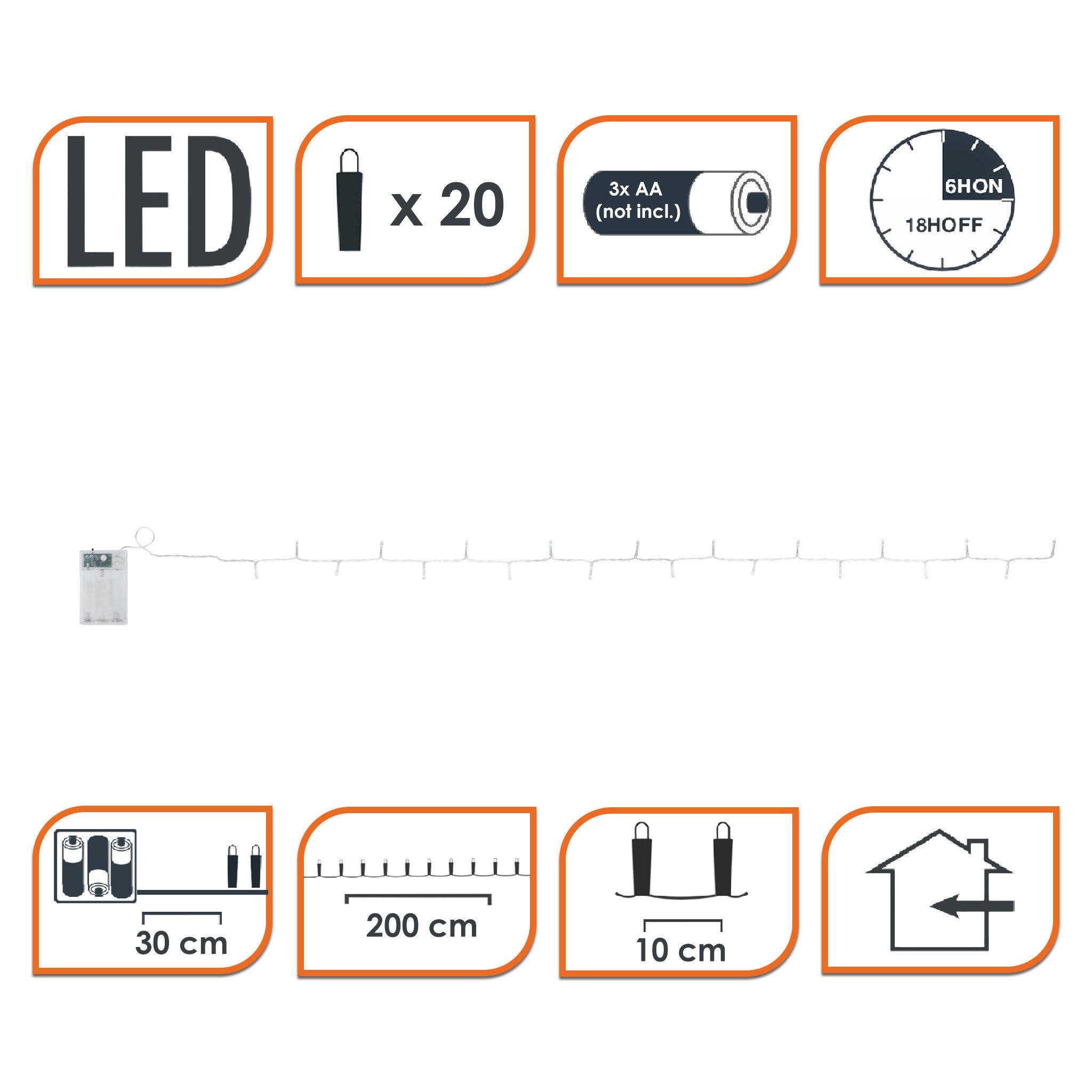 Spetebo LED-Lichterkette Lichterkette mit 20 LED in warm weiß - 300 cm, Weihnachts Tischlichterkette Deko Beleuchtung mit Timer – Bild 2 von 5