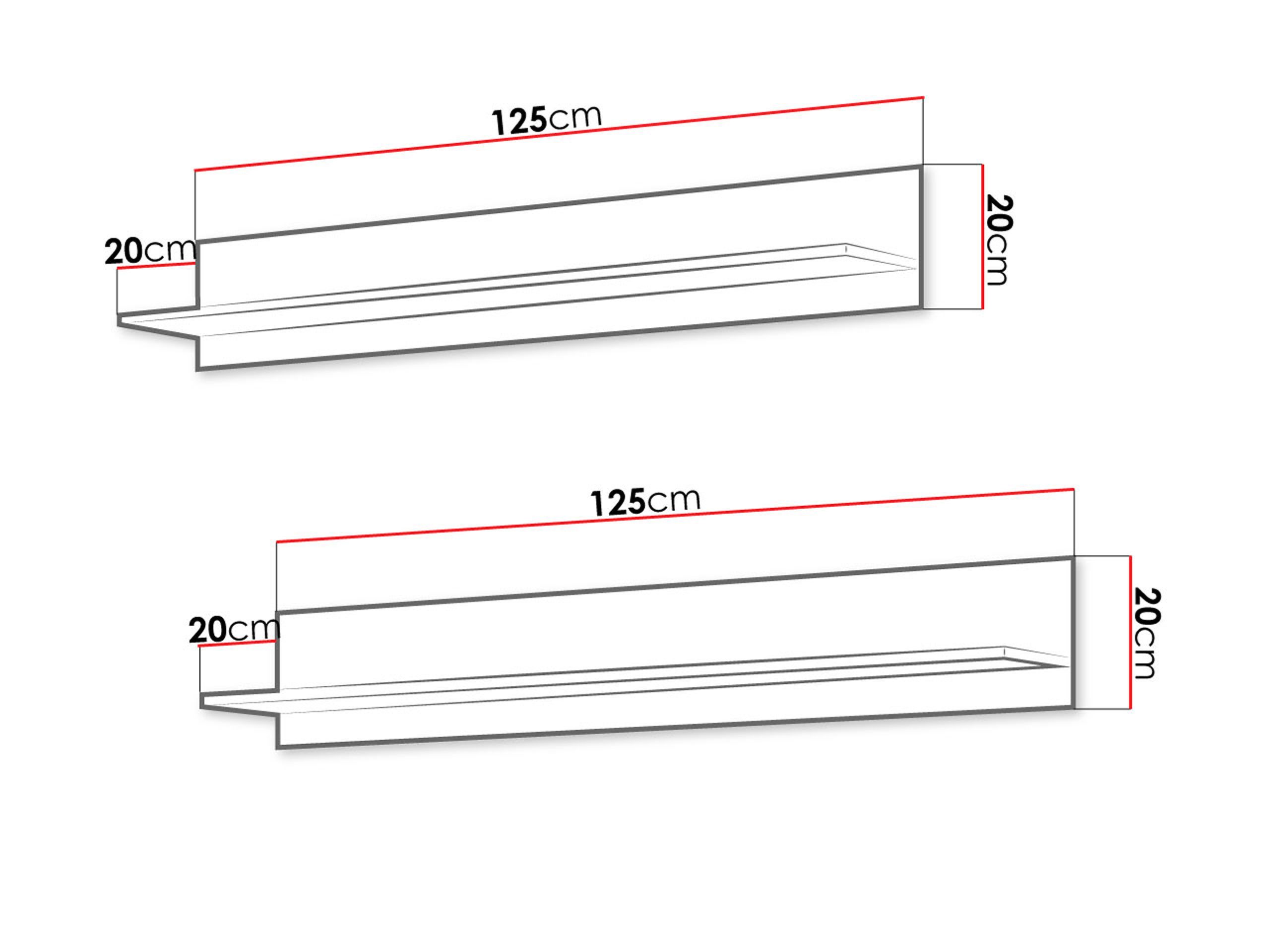 MIRJAN24 Wandregal Soho S05, 2er-Set, 125x20x20 cm