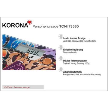 KORONA Personenwaage Glaswaage TONI 2für1 Set, digital, Glas, bunt, flach