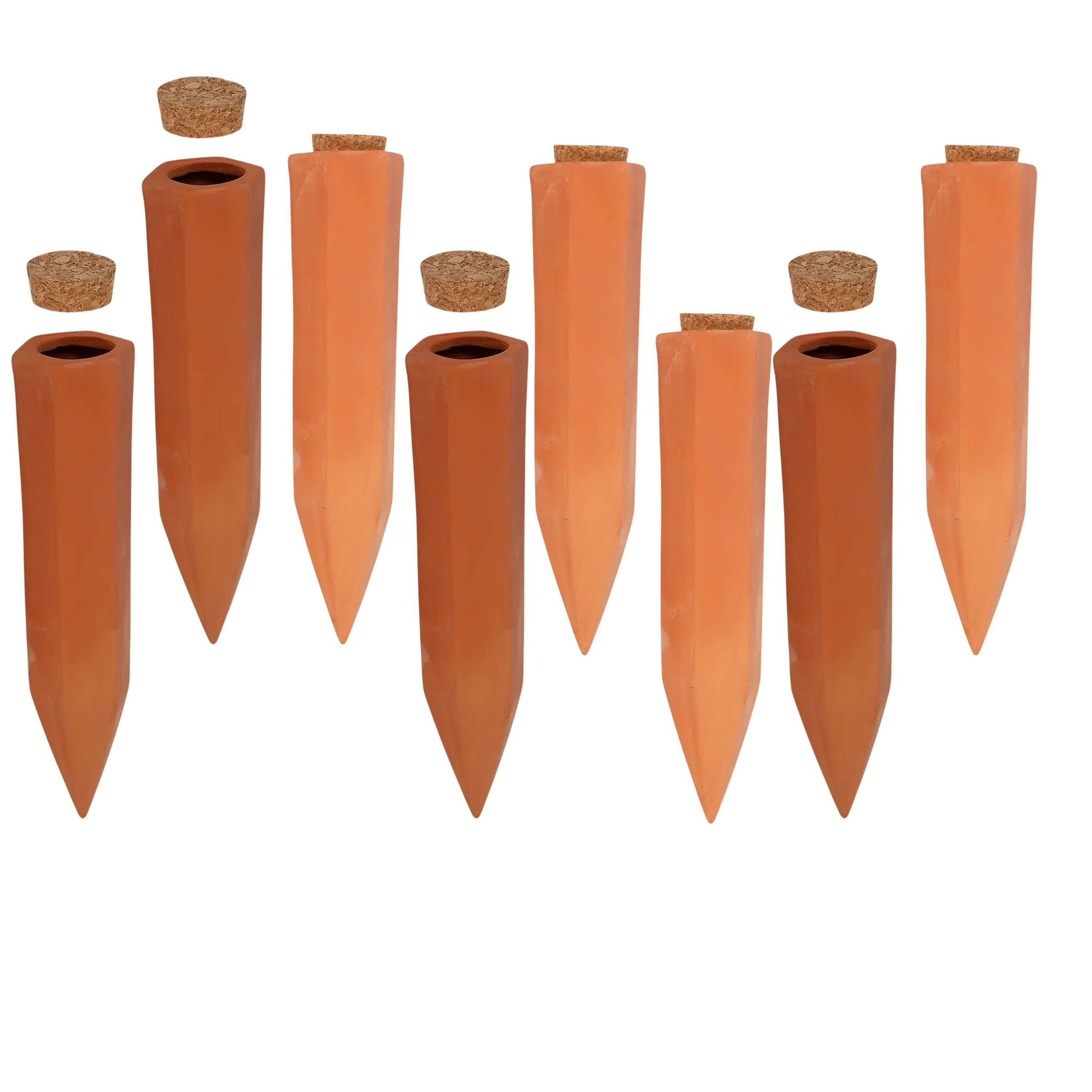 degawo Bewässerungskugel Terracotta Bewässerungskegel 8er SET Pflanzen Wasserspender Garten