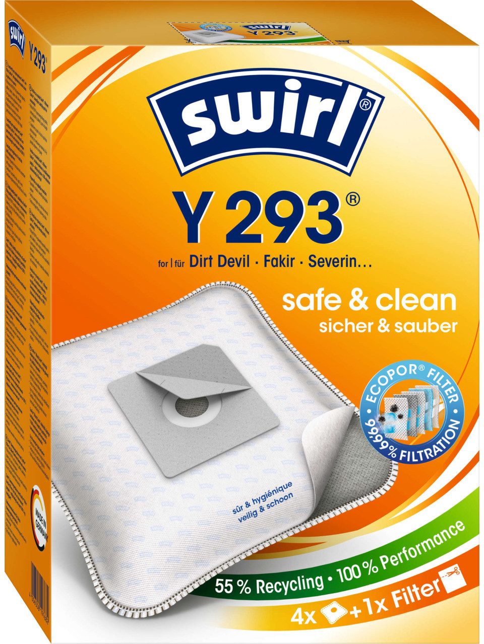 Swirl Staubsaugerbeutel Swirl Y 293 EcoPor Staubsaugerbeutel 4 Staubbeutel