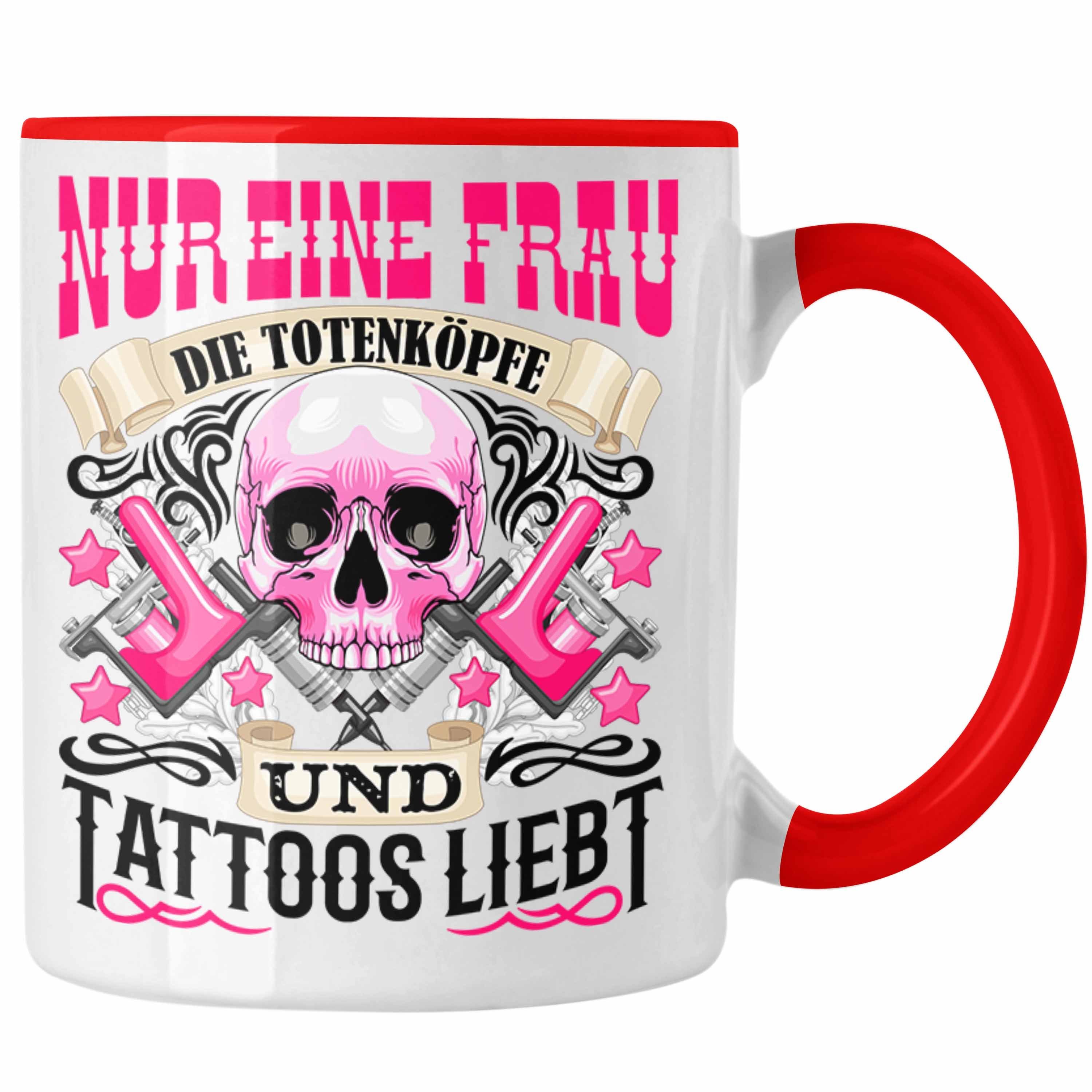 Trendation F - Tattoowierte Tasse Tattoos Frau Rot Geschenk Trendation Totenköpfe und Tasse