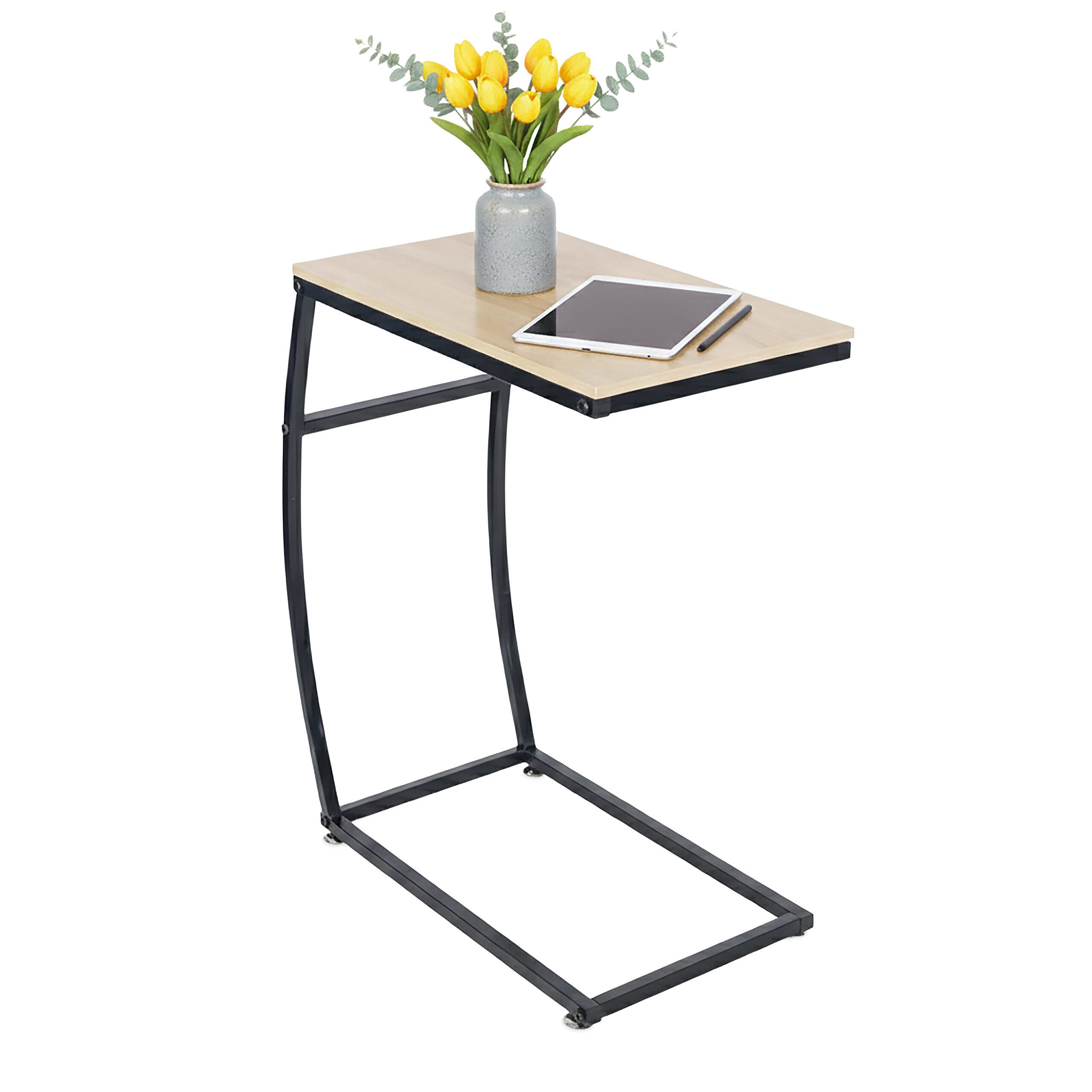 relaxdays Beistelltisch in C-Form (1-St), Holzoptik-Schwarz
