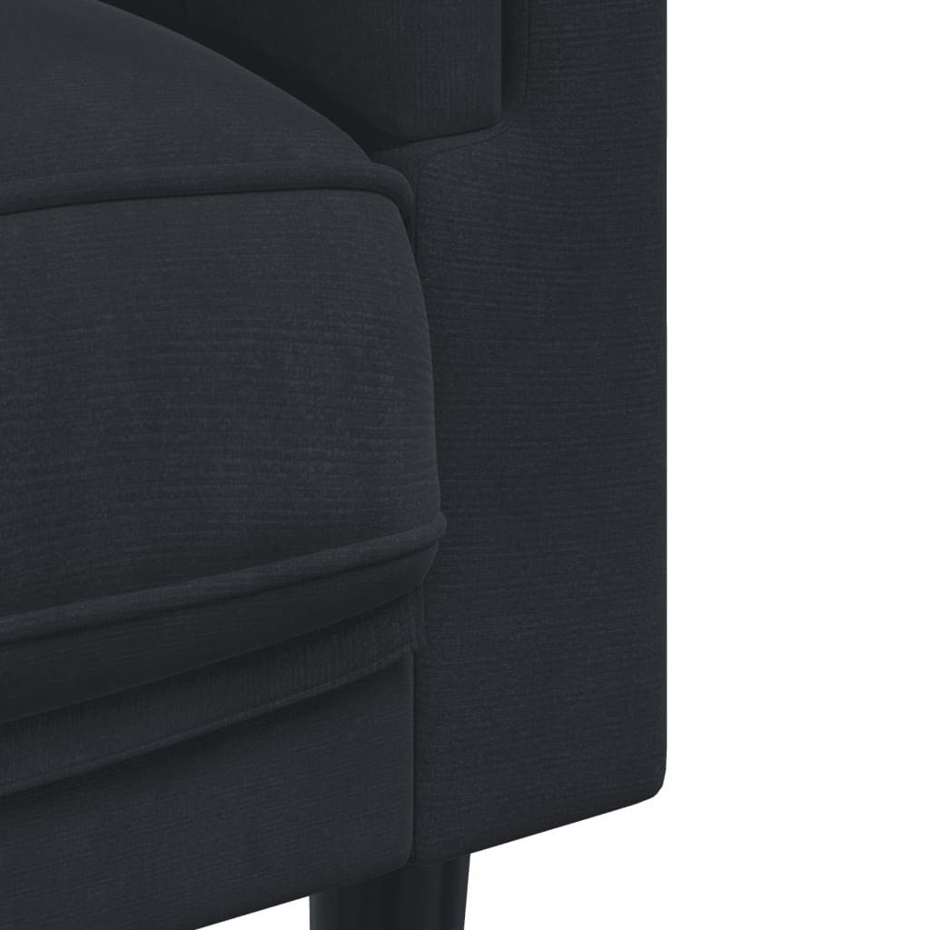 vidaXL Sofa, 3-tlg. Sofagarnitur mit Kissen Schwarz Samt