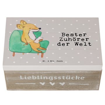 Mr. & Mrs. Panda Dekokiste Fuchs Bester Zuhörer der Welt - Grau Pastell - Geschenk, Aufbewahrung (1 St)
