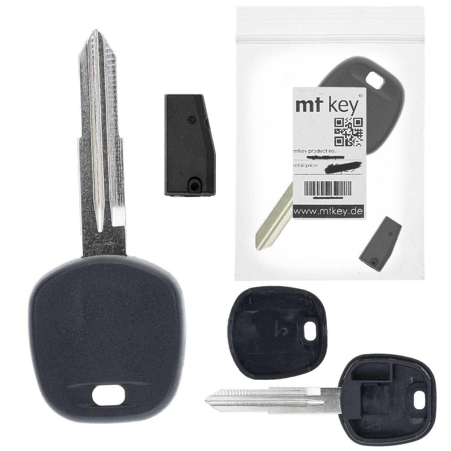 mt-key Schlüsseltasche Auto Zünd Schlüssel Rohling TOY41 + ID33 Transponder (Set), für Toyota Starlet P9 (97-99)