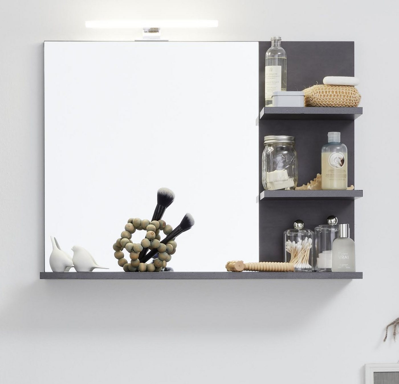 Thumbnail - trendteam Badspiegel Indy (Wandspiegel in Matera grau, 72 x 57 cm), mit Regal