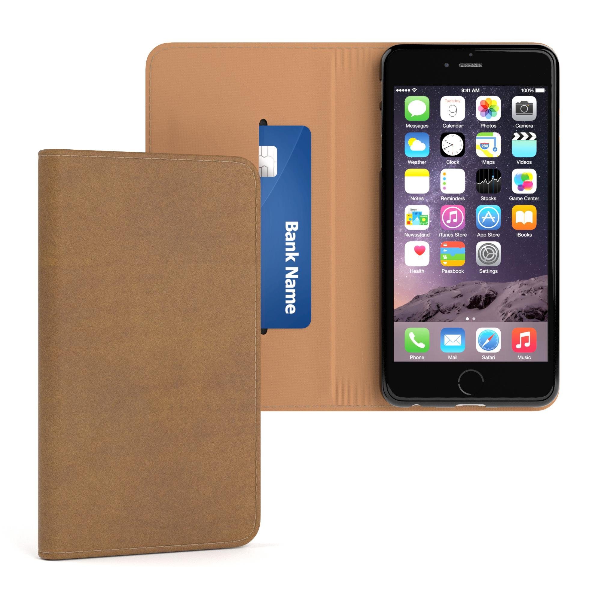 EAZY CASE Handyhülle Bookstyle Vintage für Apple iPhone 6 / iPhone 6s 4,7 Zoll, Handy Klapphülle Klapptasche Etui Standhülle Handy Hülle Hellbraun