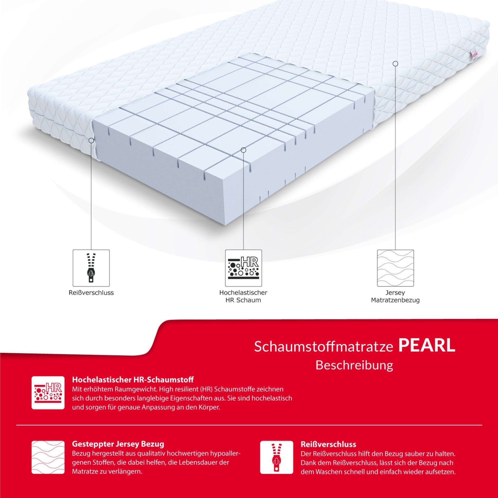 Kaltschaummatratze PEARL MAX PLUS 90x200, 140x200, günstig online kaufen