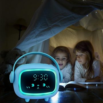 DOPWii Kinderwecker Kinder Lichtwecker,Dual-Wecker Nachtlicht Wecker mit Snooze-Funktion