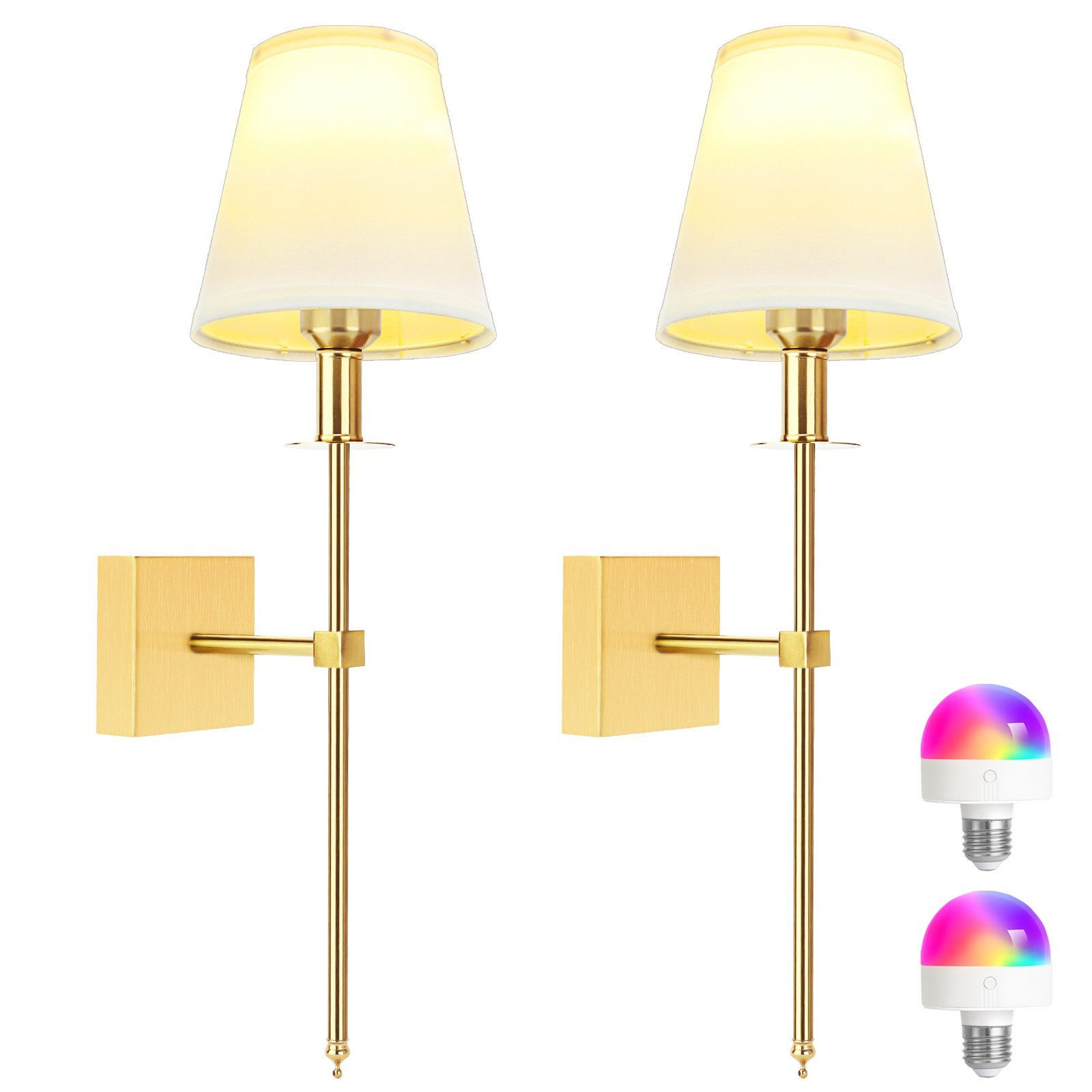 Ophy Wandleuchte 2er-Set aufladbare Wandleuchten – kabellos, dimmbar, mit Fernbedienung, 12 RGB Farben & Timer-Funktion, für Schlafzimmer & Wohnräume