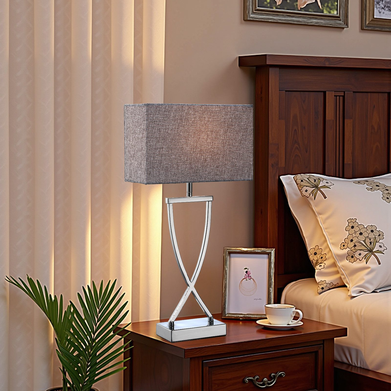 STANBOW Tischleuchte Tischlampe aus Metall mit Leinenschirm im Modern-Stil, günstig online kaufen