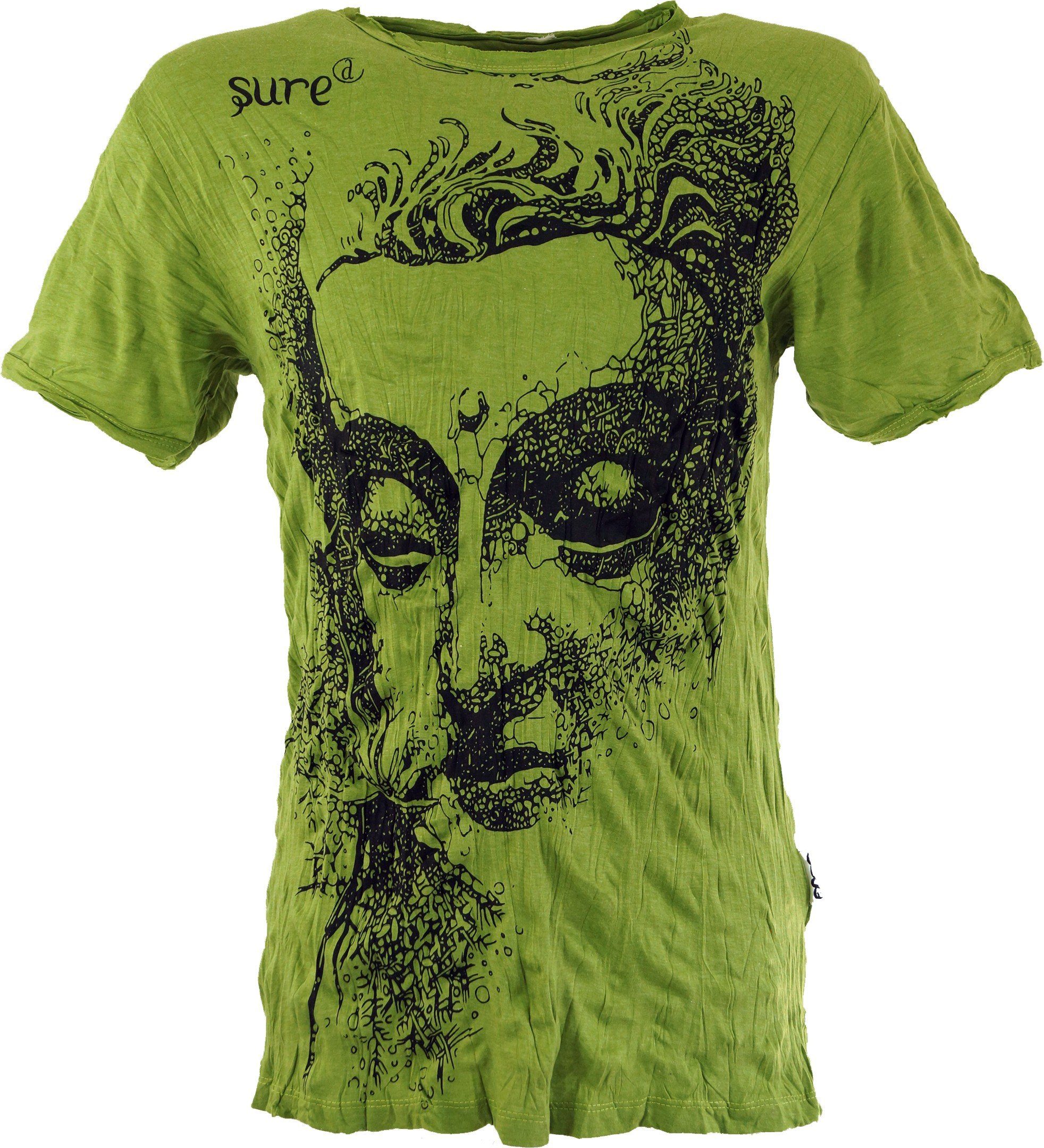 Guru-Shop T-Shirt Sure T-Shirt Buddha - lemon Goa Style, Festival, alternative Bekleidung