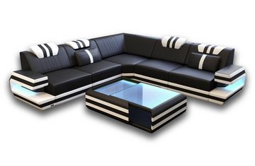Sofa Dreams Ecksofa Ledercouch Sofa Leder Ragusa L Form Ledersofa, Couch, mit LED, Designersofa