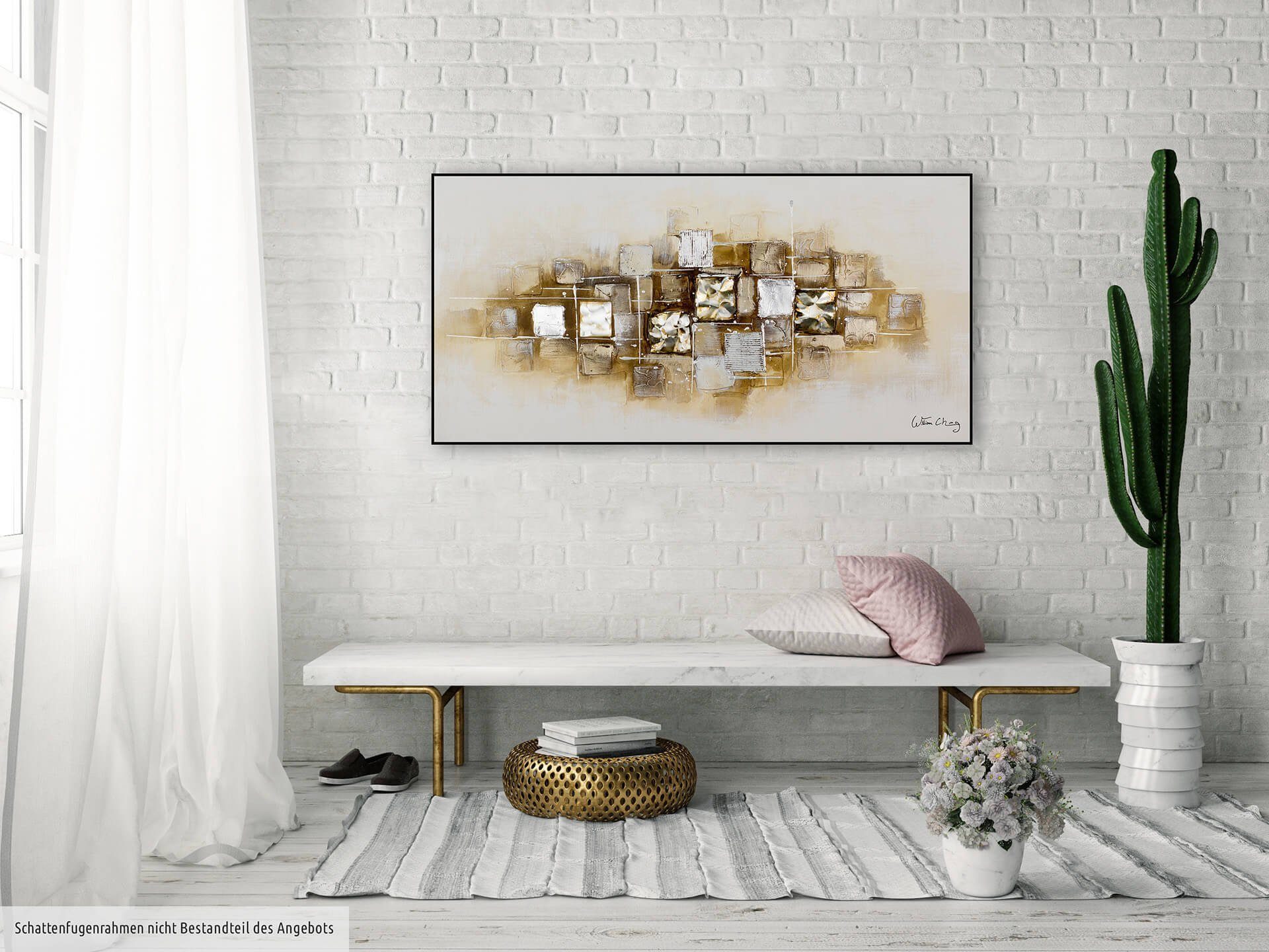 Slick a Wohnzimmer KUNSTLOFT 120x60 Wandbild Brick cm, as 100% Gemälde HANDGEMALT Leinwandbild