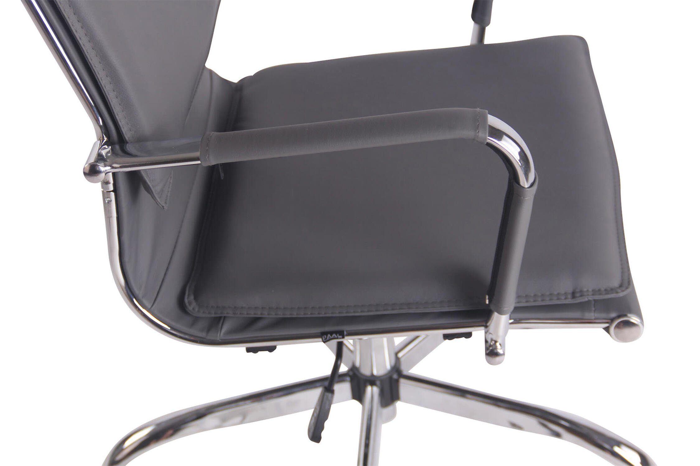 bequemer Beta Gestell: TPFLiving Bürostuhl geformter Chefsessel, (Schreibtischstuhl, - Rückenlehne Drehstuhl, Sitzfläche: grau ergonomisch mit Metall Kunstleder XXL), Bürostuhl chrom