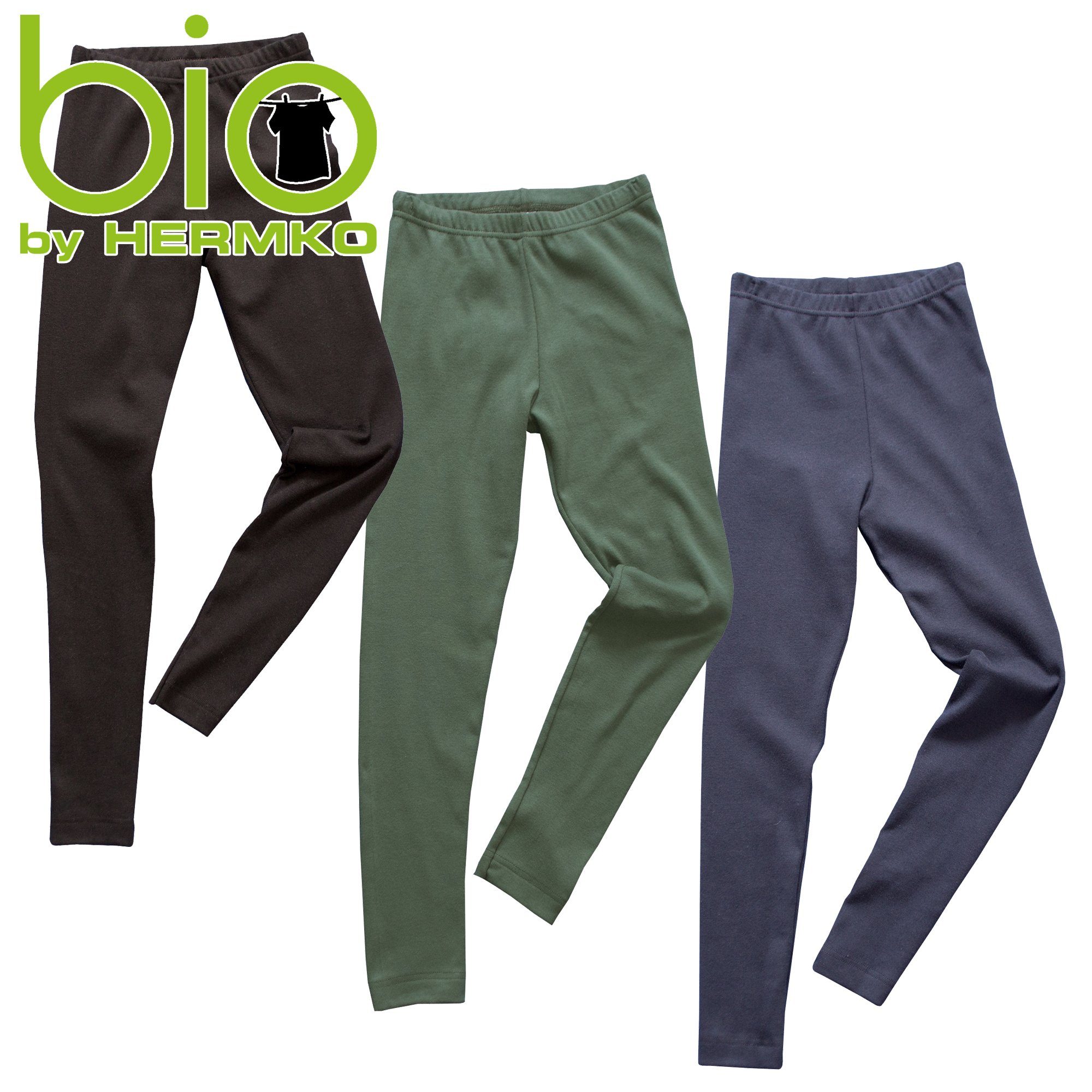 HERMKO Leggings 2720 (Pack, 3er) Kinder Legging, 100 % Bio-Baumwolle, Gummibund, Jungen, Mädchen