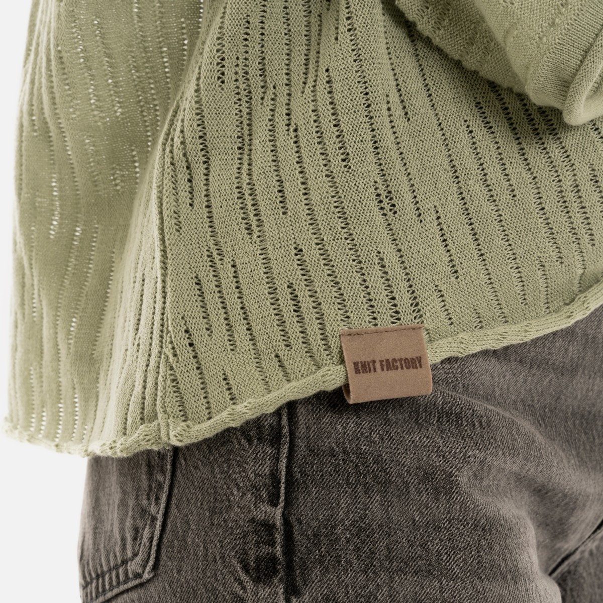 Knit Factory Strickpullover Jose Strickpullover Sage Green 36/42 Gestreift (Set, 1-tlg., Spar-Set) damen pullover strickpullover lang oversize sale Strick Winter herbst