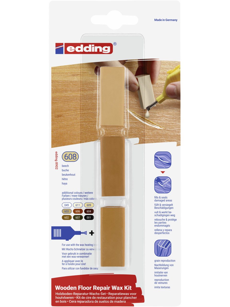 edding Boden-Reparaturset Edding Holzboden-Reparaturwachs-Set 8902 buche