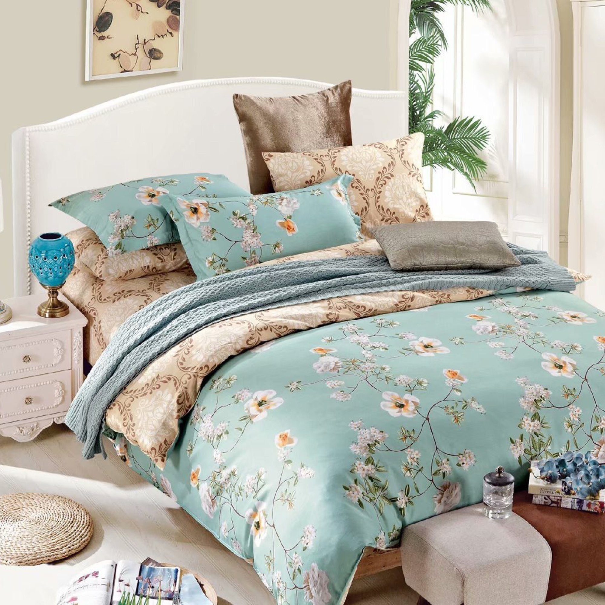 ibettertec Bettwäsche Bettwäsche Set 200.200cm, Faser, exquisit bedruckt, 3 günstig online kaufen