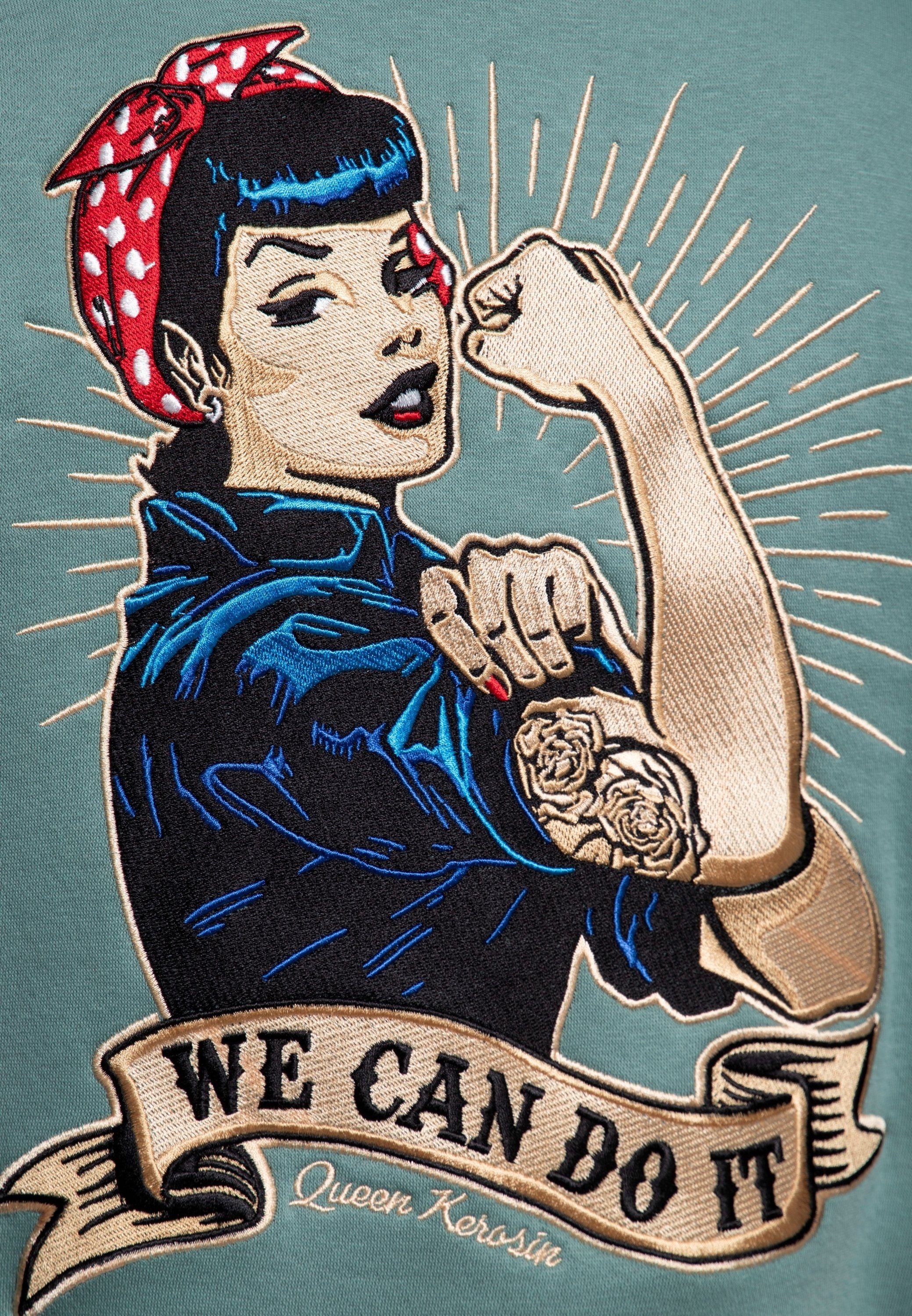 QueenKerosin Collegejacke We Can Do It (1-St) mit großer Rückenstickerei