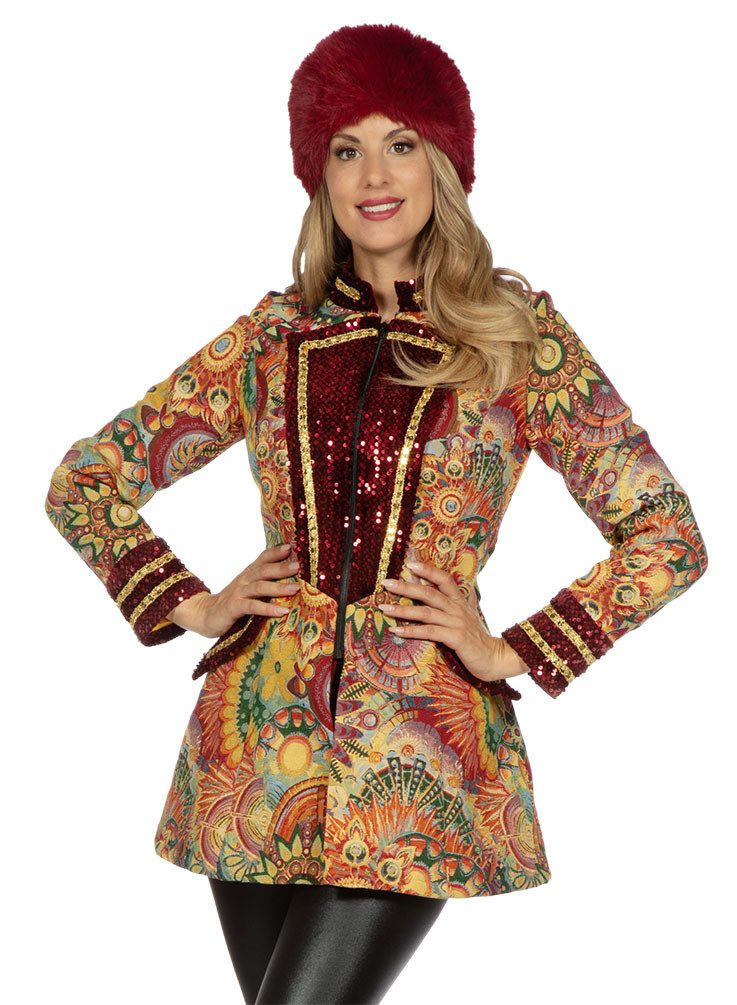Karneval-Klamotten Kostüm Karnevalsgarde Damenjacke Gobelin Pailletten Luxus, Plus Size Karneval Jacke Frack Damenkostüm Prunksitzung Uniformjacke
