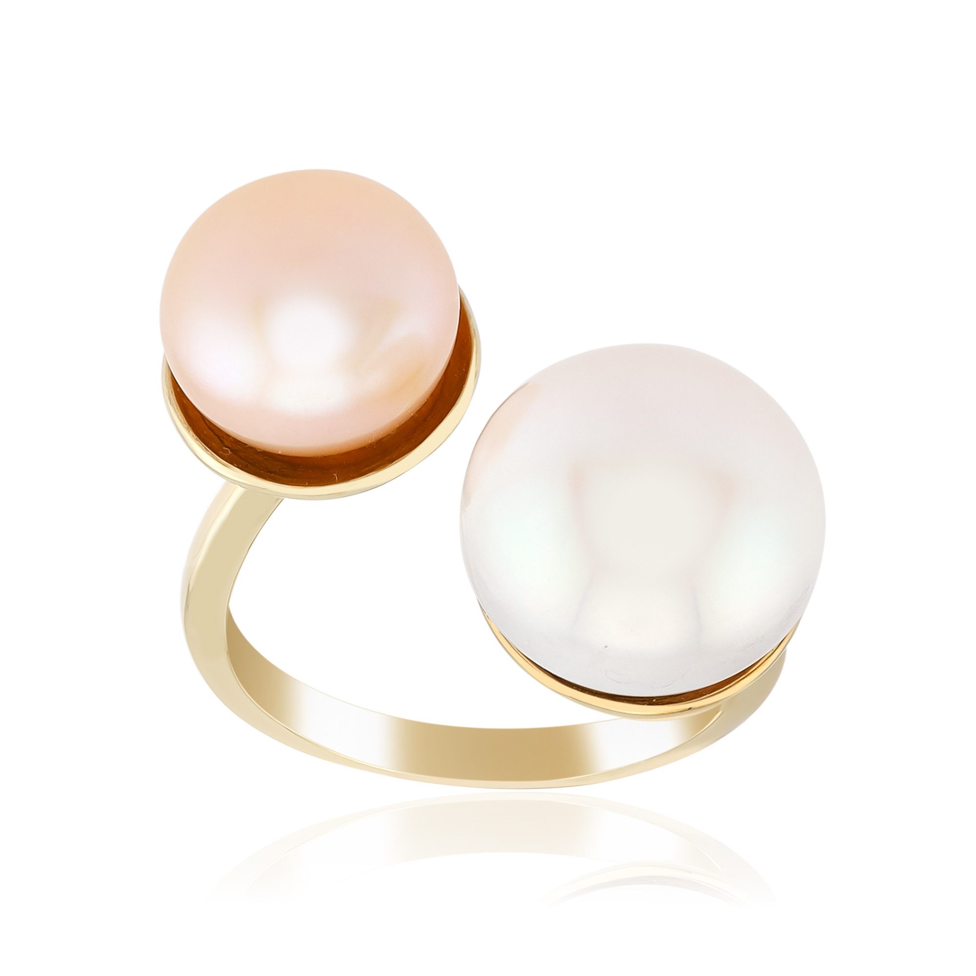 Cavill Perlenring Zwillingsperlenring aus vergoldetem Sterlingsilber (1-tlg)