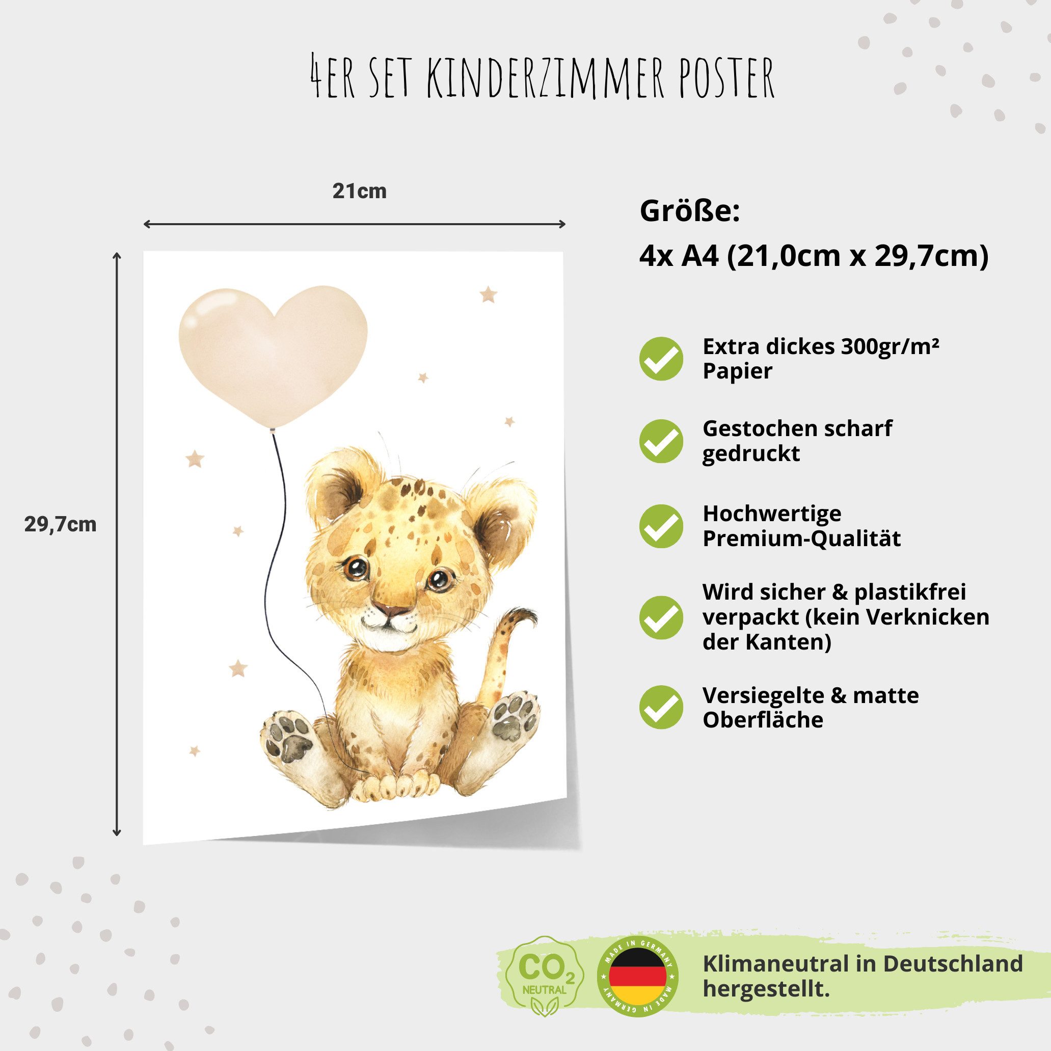 MeinBaby123® Poster Bilder Kinderzimmer, Tiere Poster Kinderzimmer Deko, Babyzimmer Deko, Tier Wandbilder – Bild 5 von 5