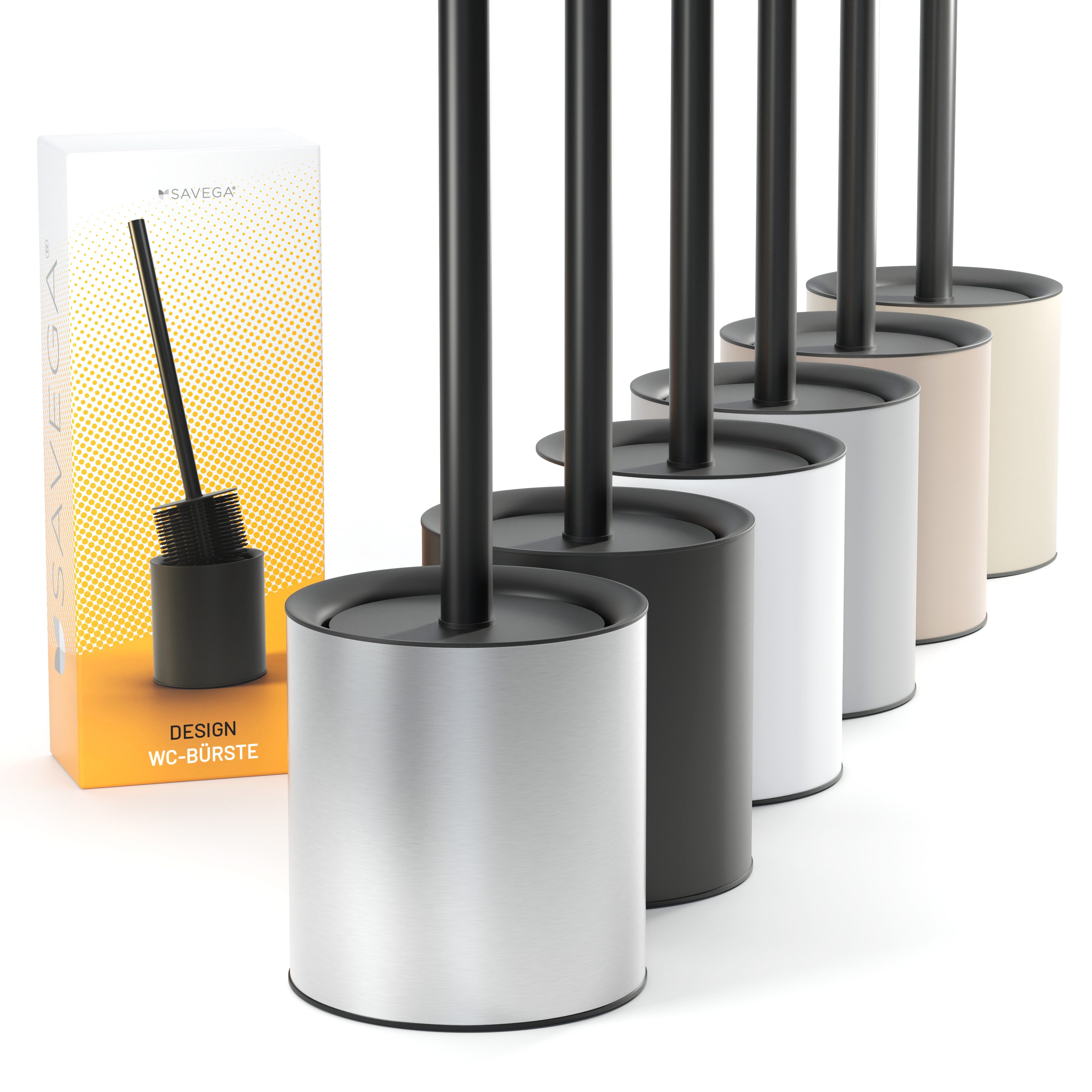SAVEGA WC-Reinigungsbürste SAVEGA - Klobürste Silikon Edelstahl, Gästewc, Toiletten, Badezimmer, (Packung, 2-tlg), hygienische Silikonborsten, schnelltrocknend,wasserabweisend