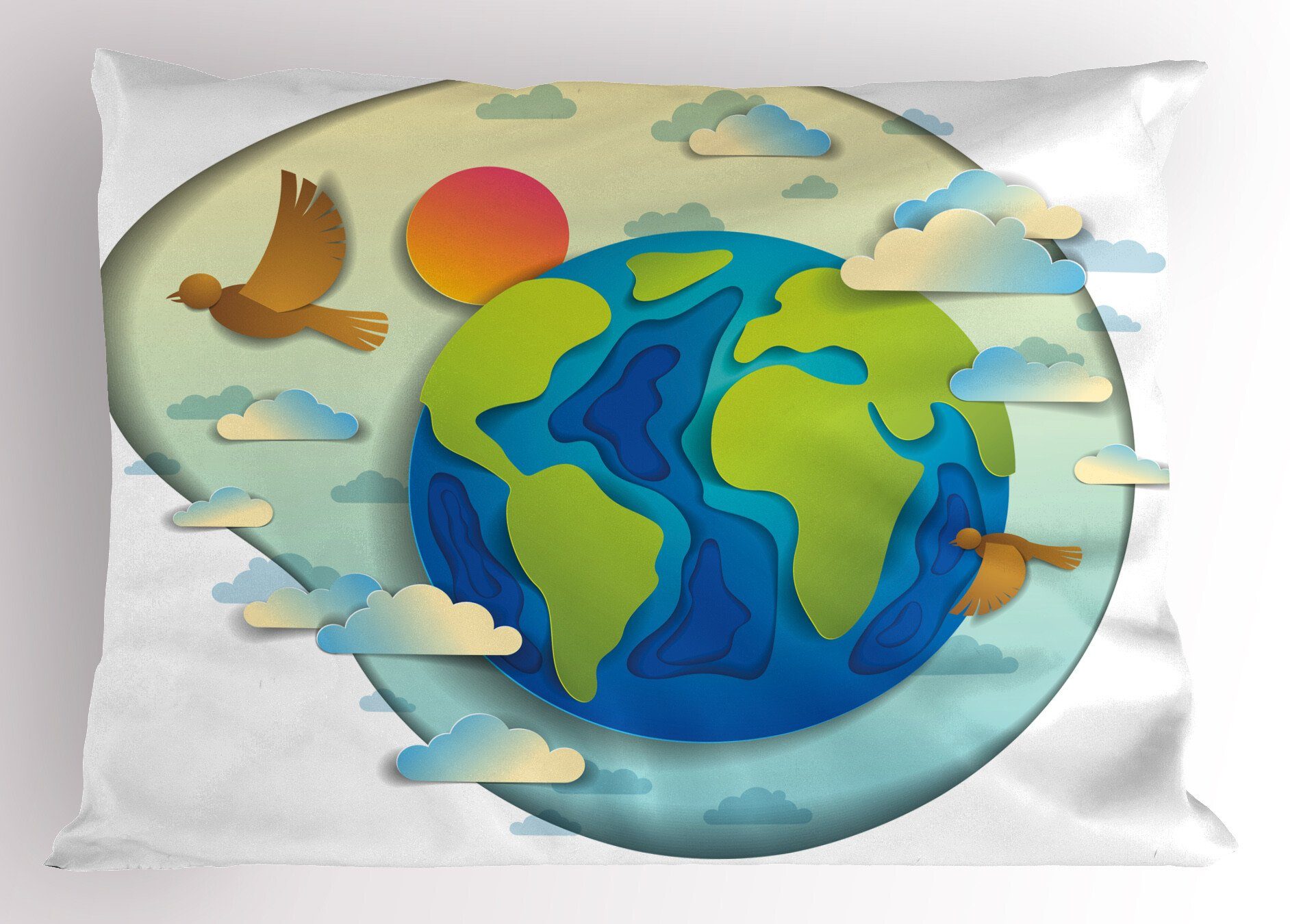 Kissenbezüge Dekorativer Globe Size der Grafische Abakuhaus Kissenbezug, Stück), Wolken Erde King Gedruckter (1 Standard Tag