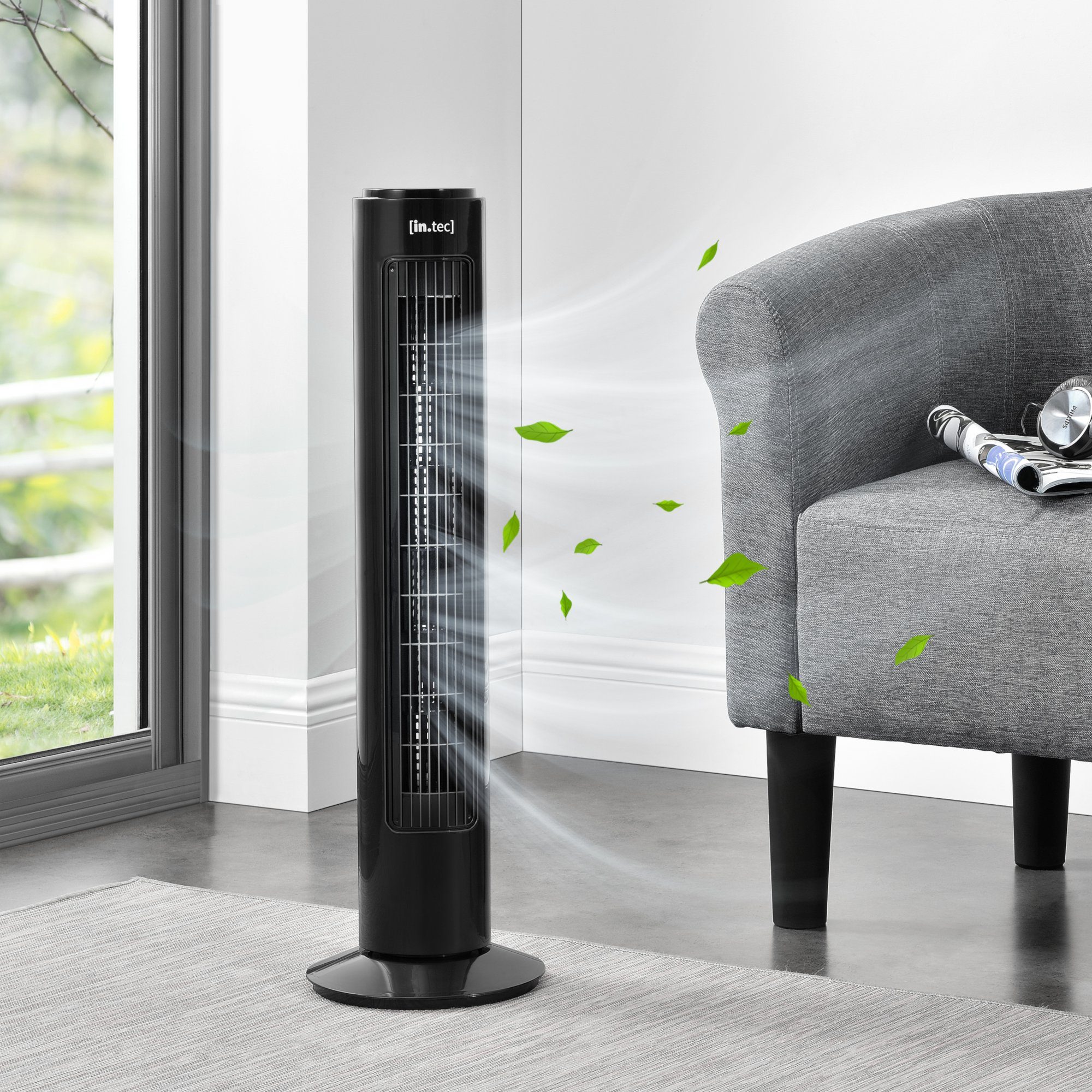 in.tec Turmventilator, »Towervent« Oszillation Säulenventilator schwarz