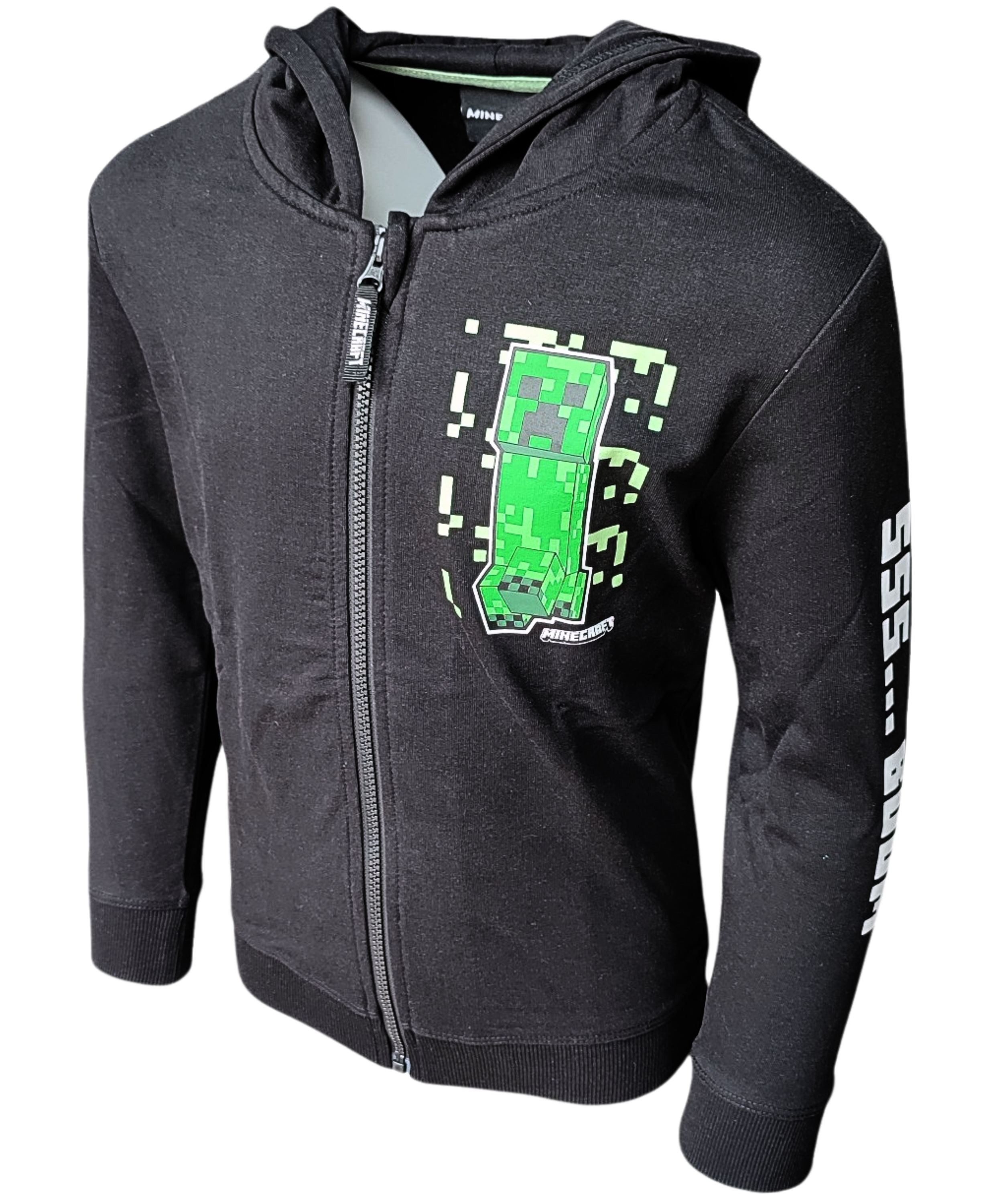 Minecraft Sweatjacke Creeper Jungen Kapuzenjacke leicht Gr. 116-152 cm